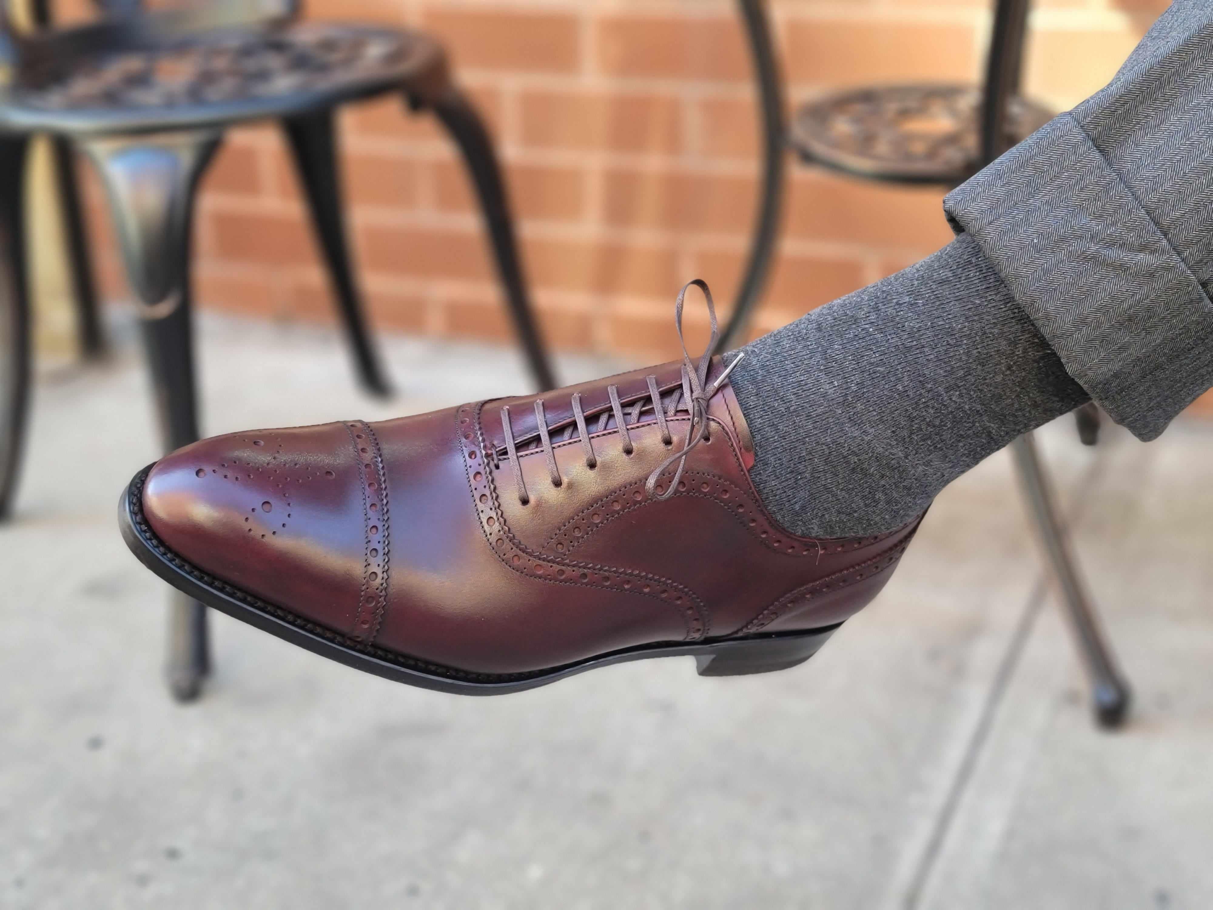 Wenatchee - Sangria Calf-Captoe Cap Toe Brogue Oxfords-J.FitzPatrick Footwear