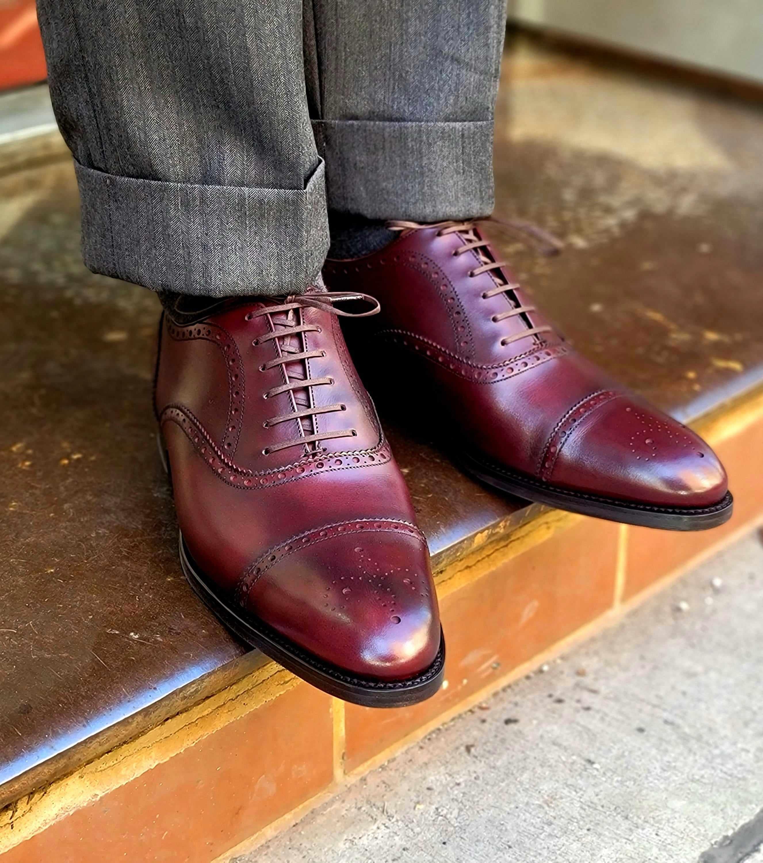 Wenatchee - Sangria Calf-Captoe Cap Toe Brogue Oxfords-J.FitzPatrick Footwear