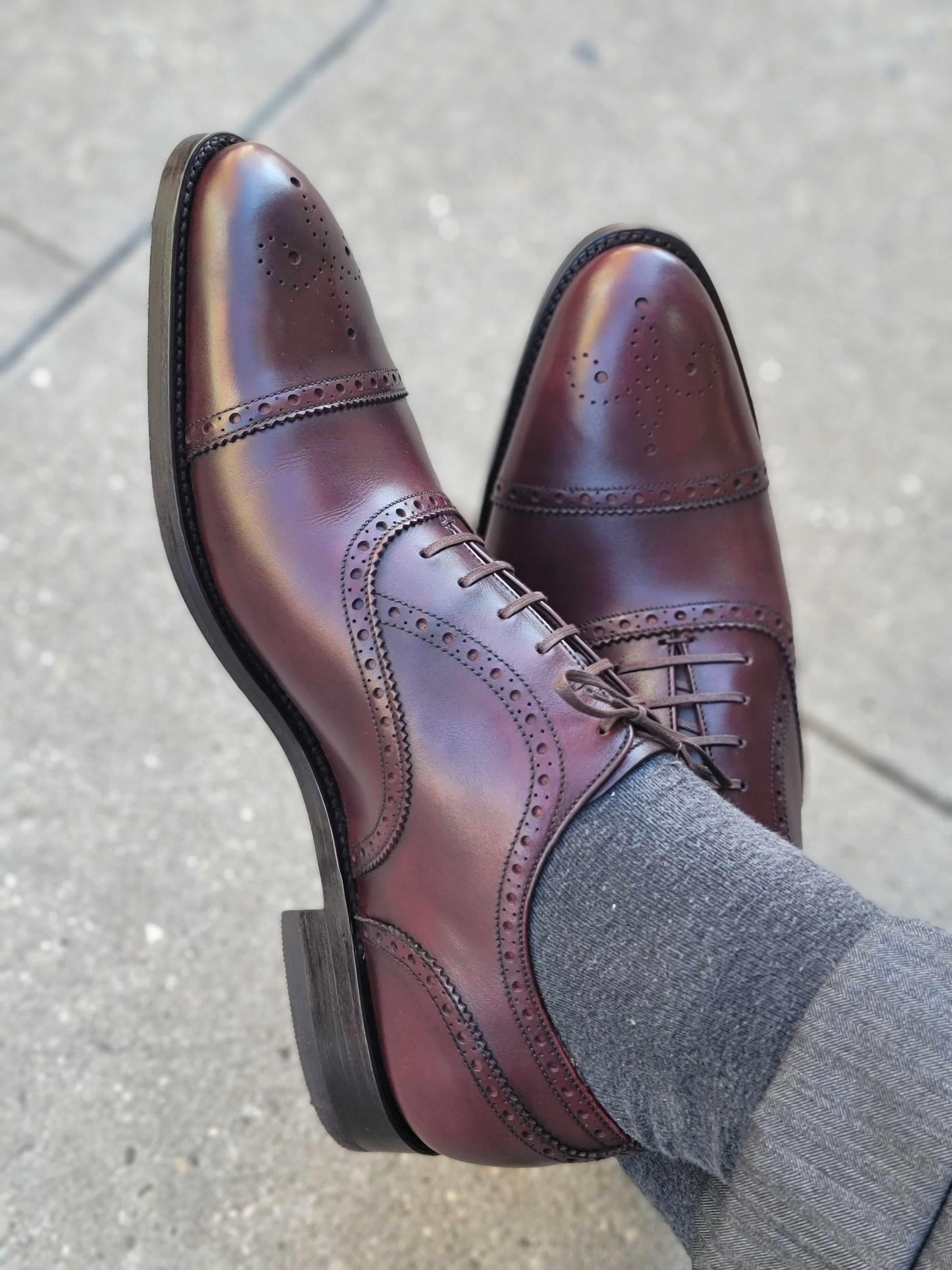 Wenatchee - Sangria Calf-Captoe Cap Toe Brogue Oxfords-J.FitzPatrick Footwear