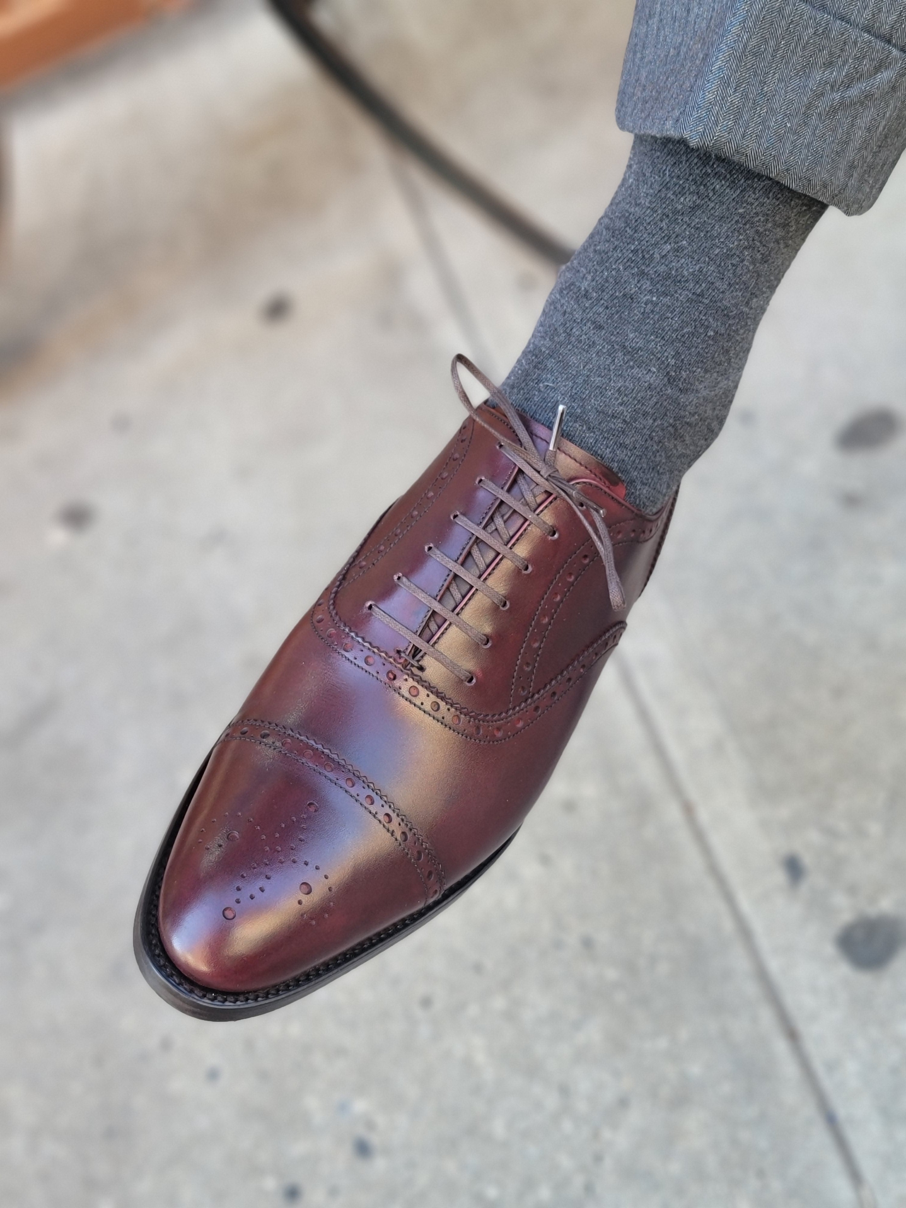 Wenatchee - Sangria Calf-Captoe Cap Toe Brogue Oxfords-J.FitzPatrick Footwear