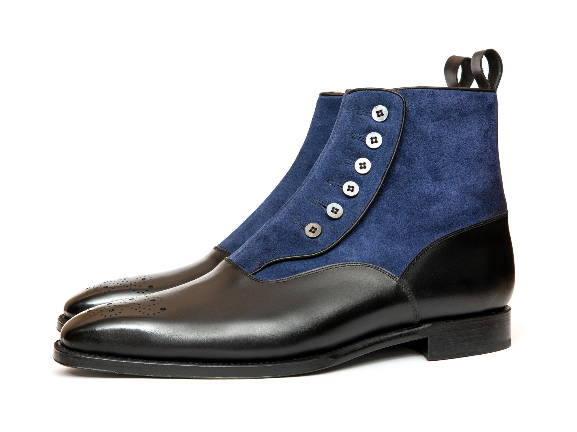 Westlake - MTO - Black Calf / Marine Suede - MGF Last - Single Leather Sole-Made To Order-J.FitzPatrick Footwear