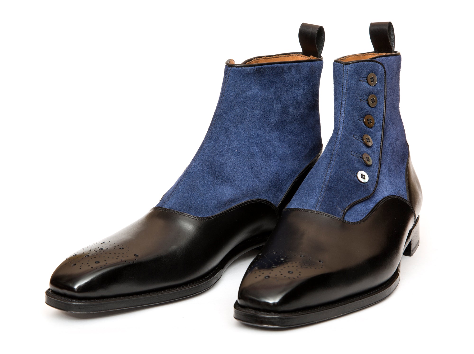 Westlake - MTO - Black Calf / Marine Suede - MGF Last - Single Leather Sole-Made To Order-J.FitzPatrick Footwear