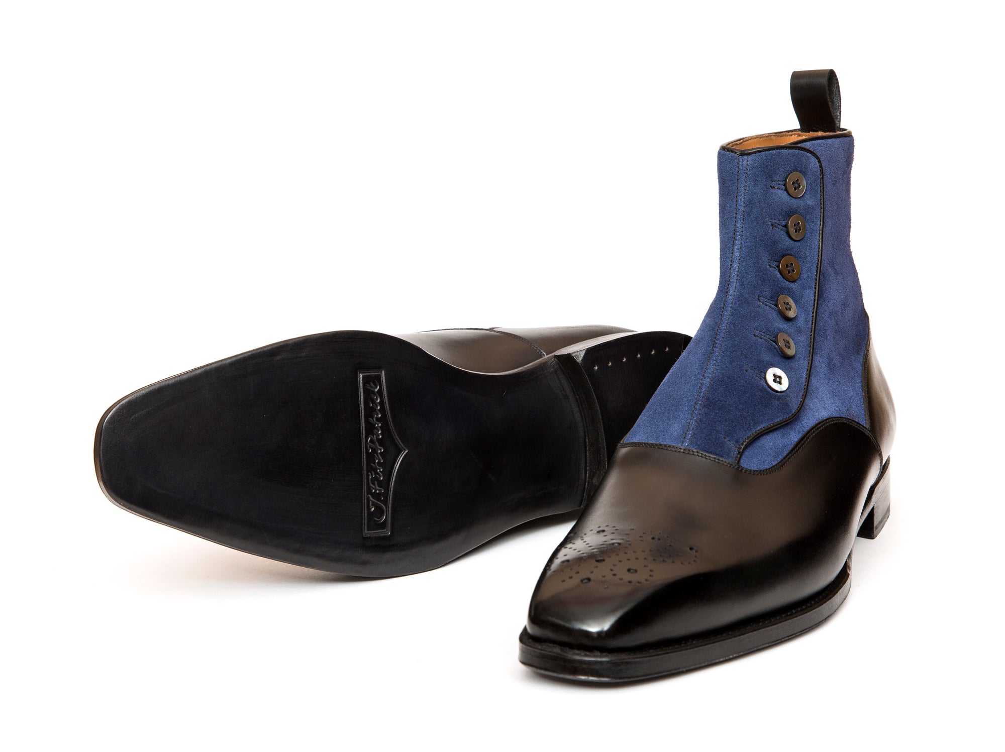 Westlake - MTO - Black Calf / Marine Suede - MGF Last - Single Leather Sole-Made To Order-J.FitzPatrick Footwear