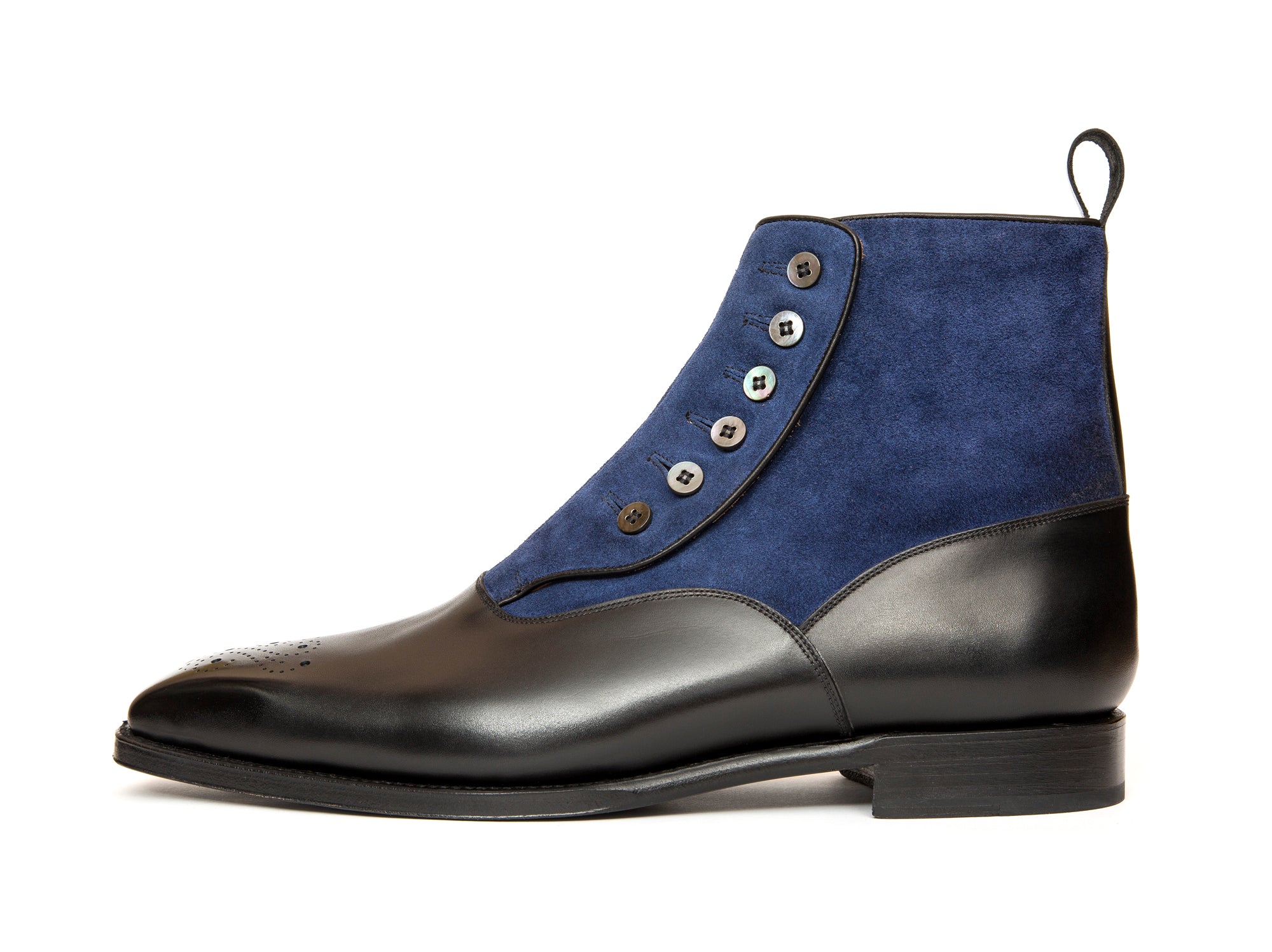 Westlake - MTO - Black Calf / Marine Suede - MGF Last - Single Leather Sole-Made To Order-J.FitzPatrick Footwear