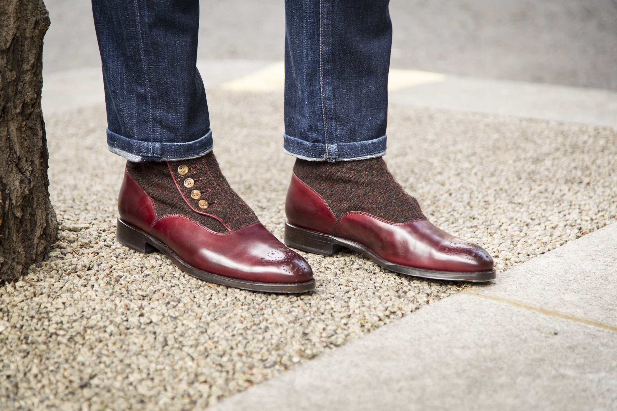 Westlake - MTO - Burgundy Calf / Burgundy Medley Tweed - NGT Last - Single Leather Sole-Made To Order-J.FitzPatrick Footwear