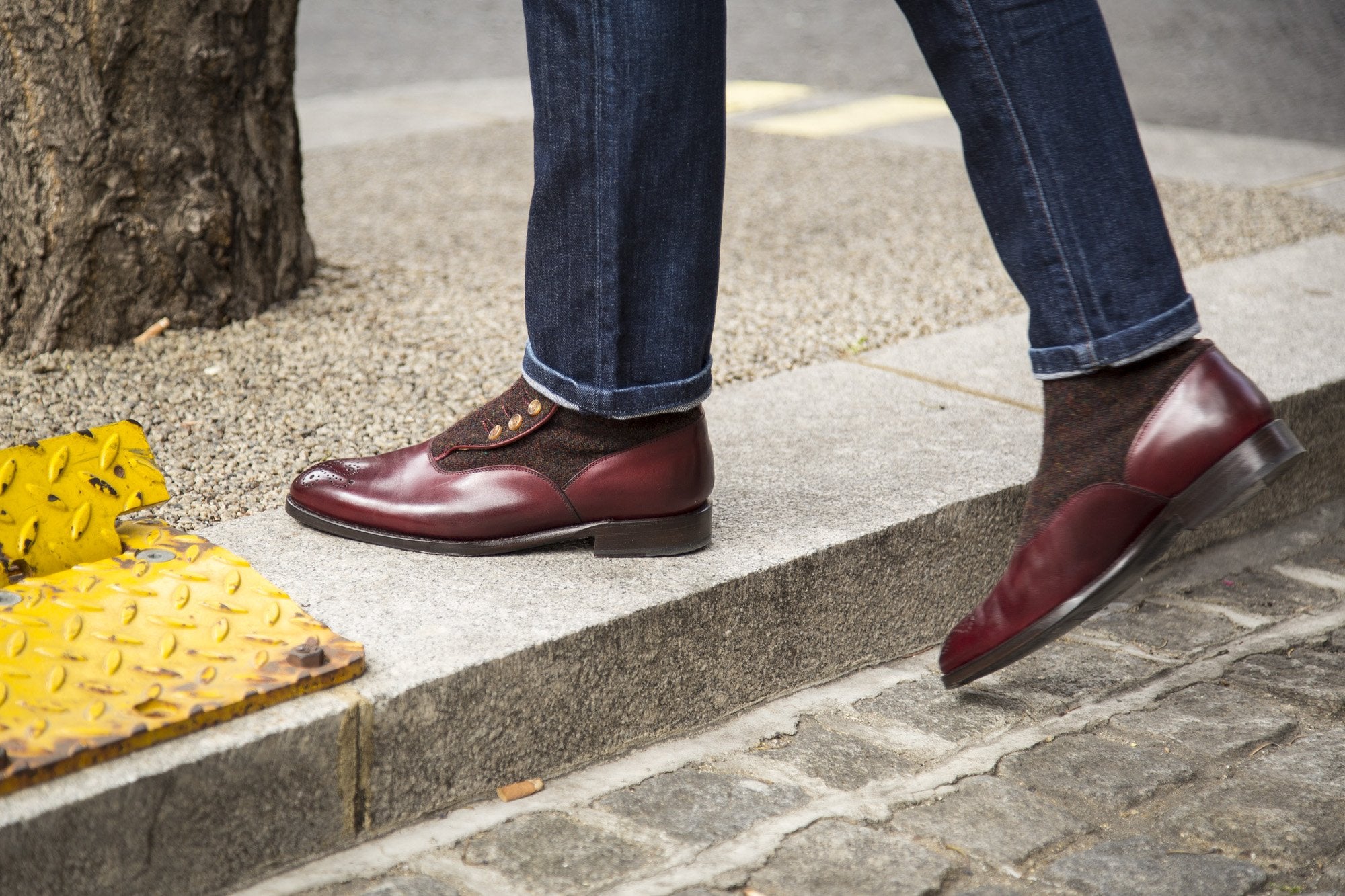 Westlake - MTO - Burgundy Calf / Burgundy Medley Tweed - NGT Last - Single Leather Sole-Made To Order-J.FitzPatrick Footwear