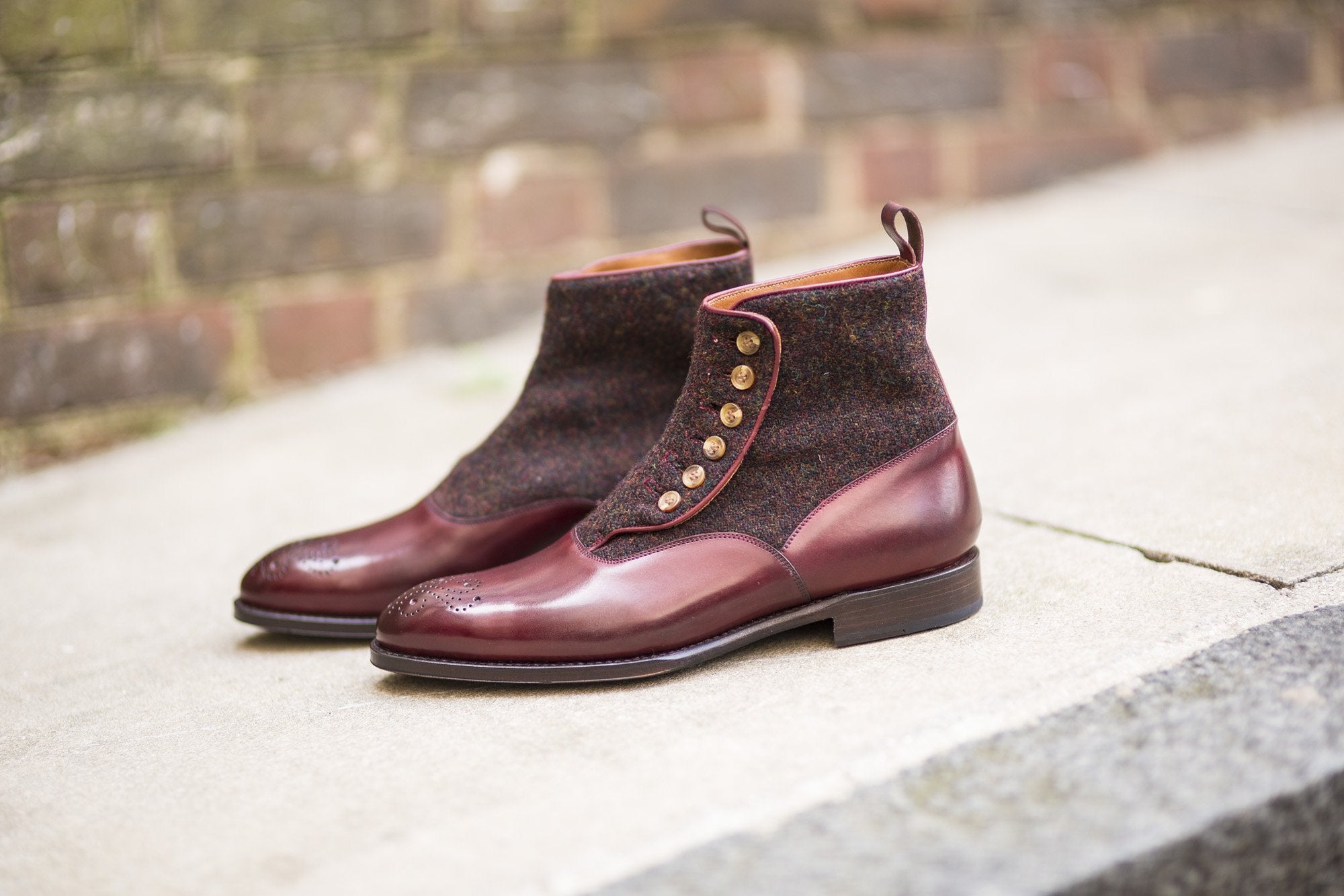 Westlake - MTO - Burgundy Calf / Burgundy Medley Tweed - NGT Last - Single Leather Sole-Made To Order-J.FitzPatrick Footwear