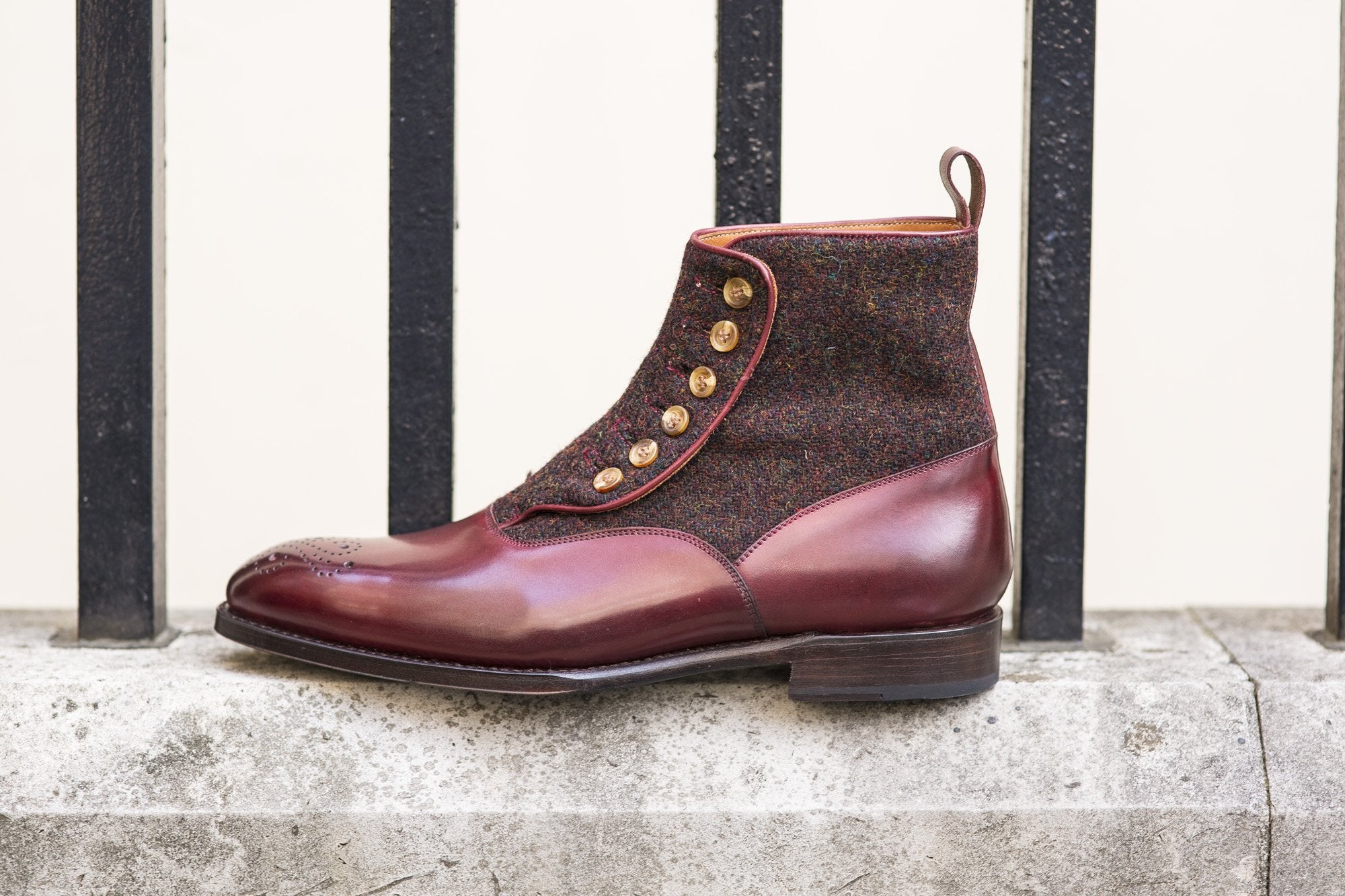 Westlake - MTO - Burgundy Calf / Burgundy Medley Tweed - NGT Last - Single Leather Sole-Made To Order-J.FitzPatrick Footwear