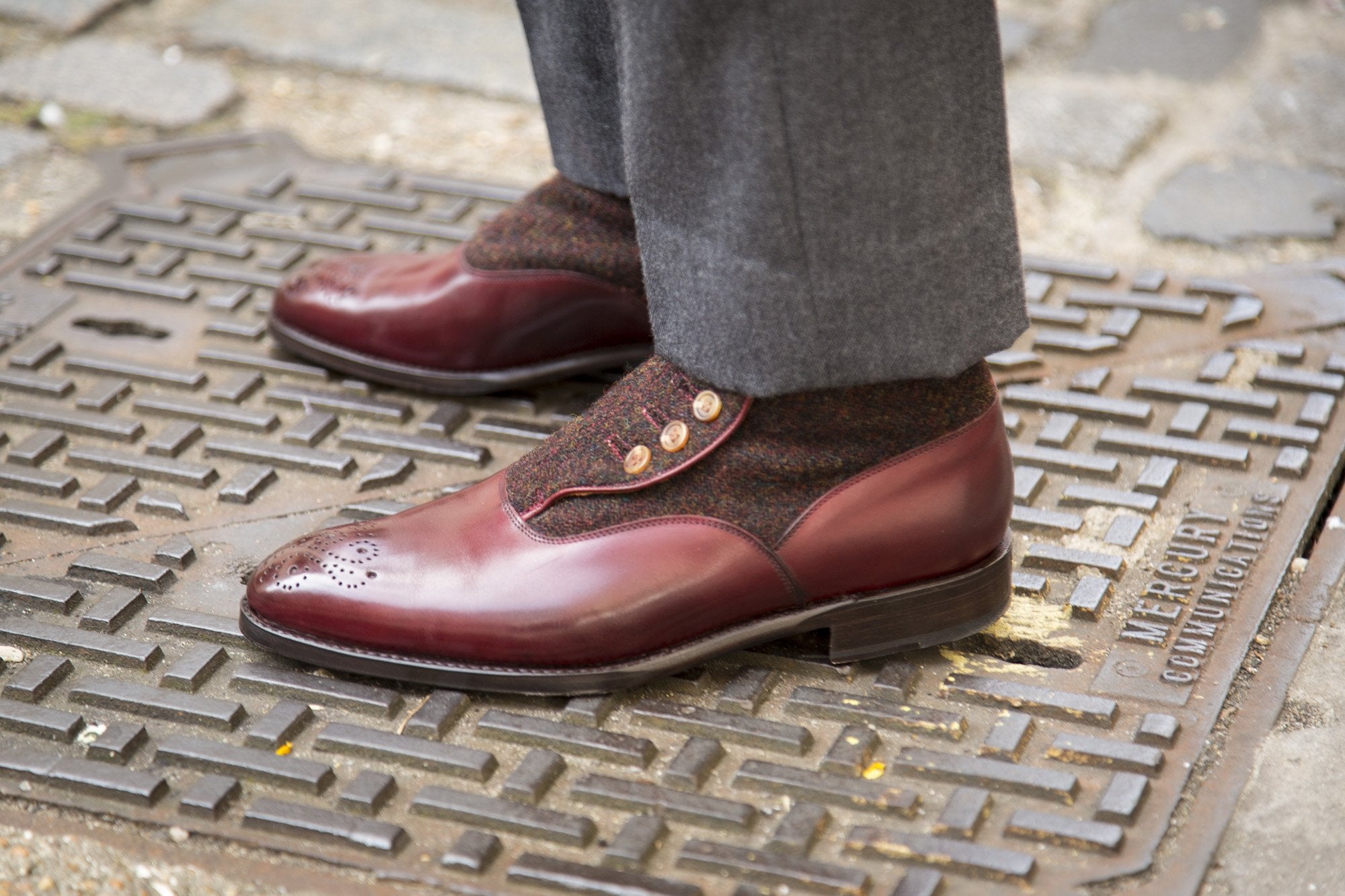 Westlake - MTO - Burgundy Calf / Burgundy Medley Tweed - NGT Last - Single Leather Sole-Made To Order-J.FitzPatrick Footwear