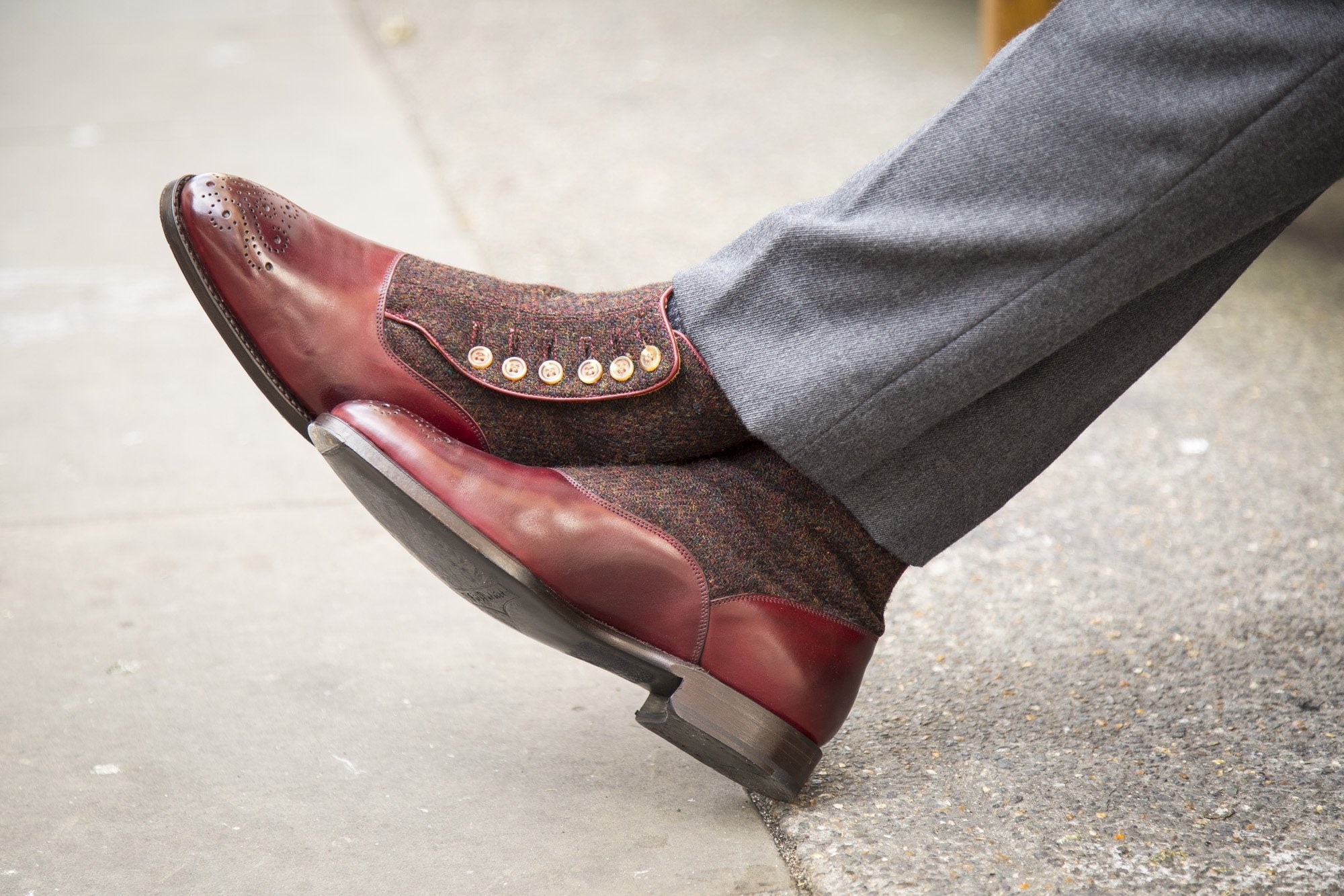 Westlake - MTO - Burgundy Calf / Burgundy Medley Tweed - NGT Last - Single Leather Sole-Made To Order-J.FitzPatrick Footwear