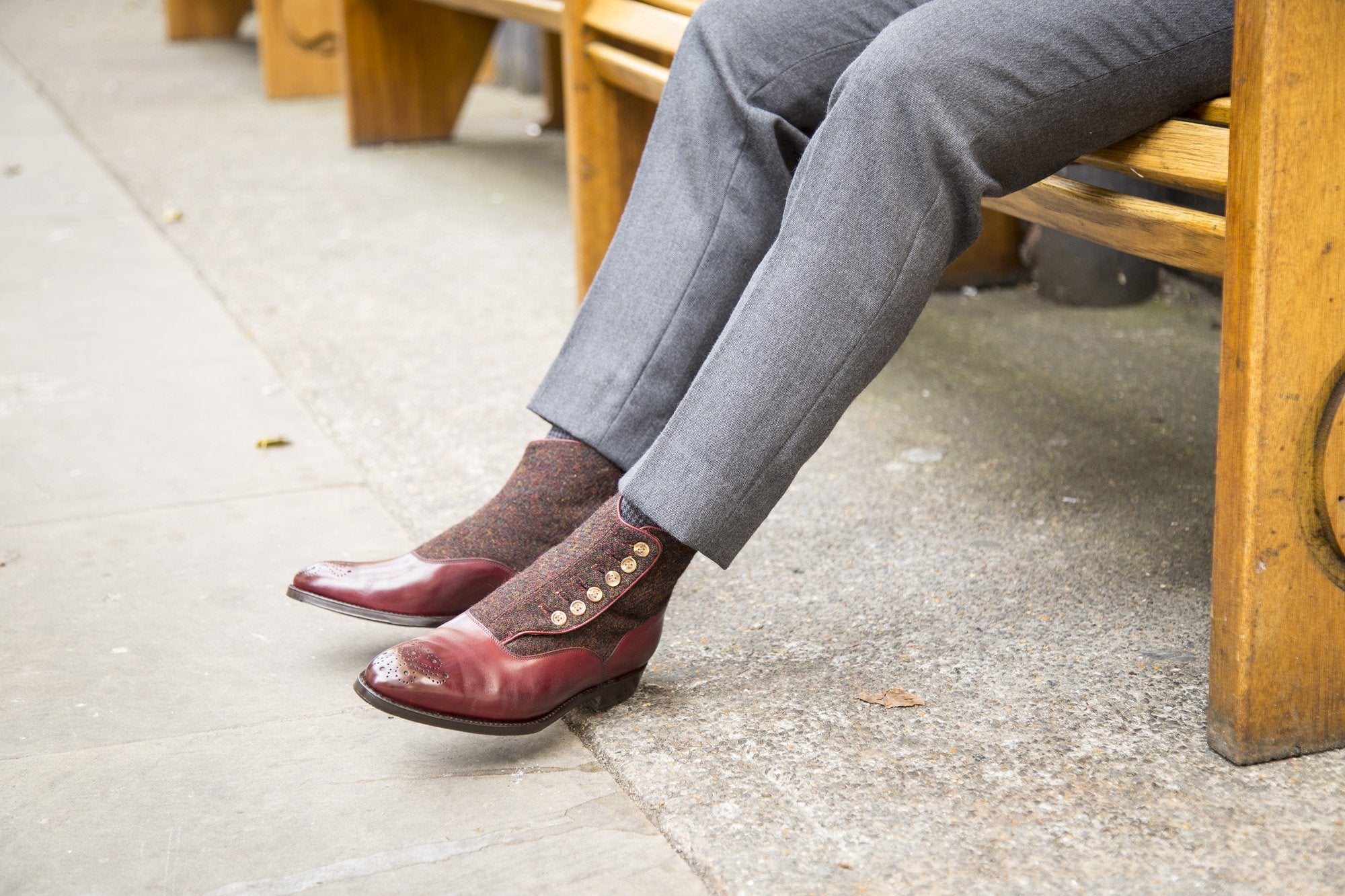 Westlake - MTO - Burgundy Calf / Burgundy Medley Tweed - NGT Last - Single Leather Sole-Made To Order-J.FitzPatrick Footwear