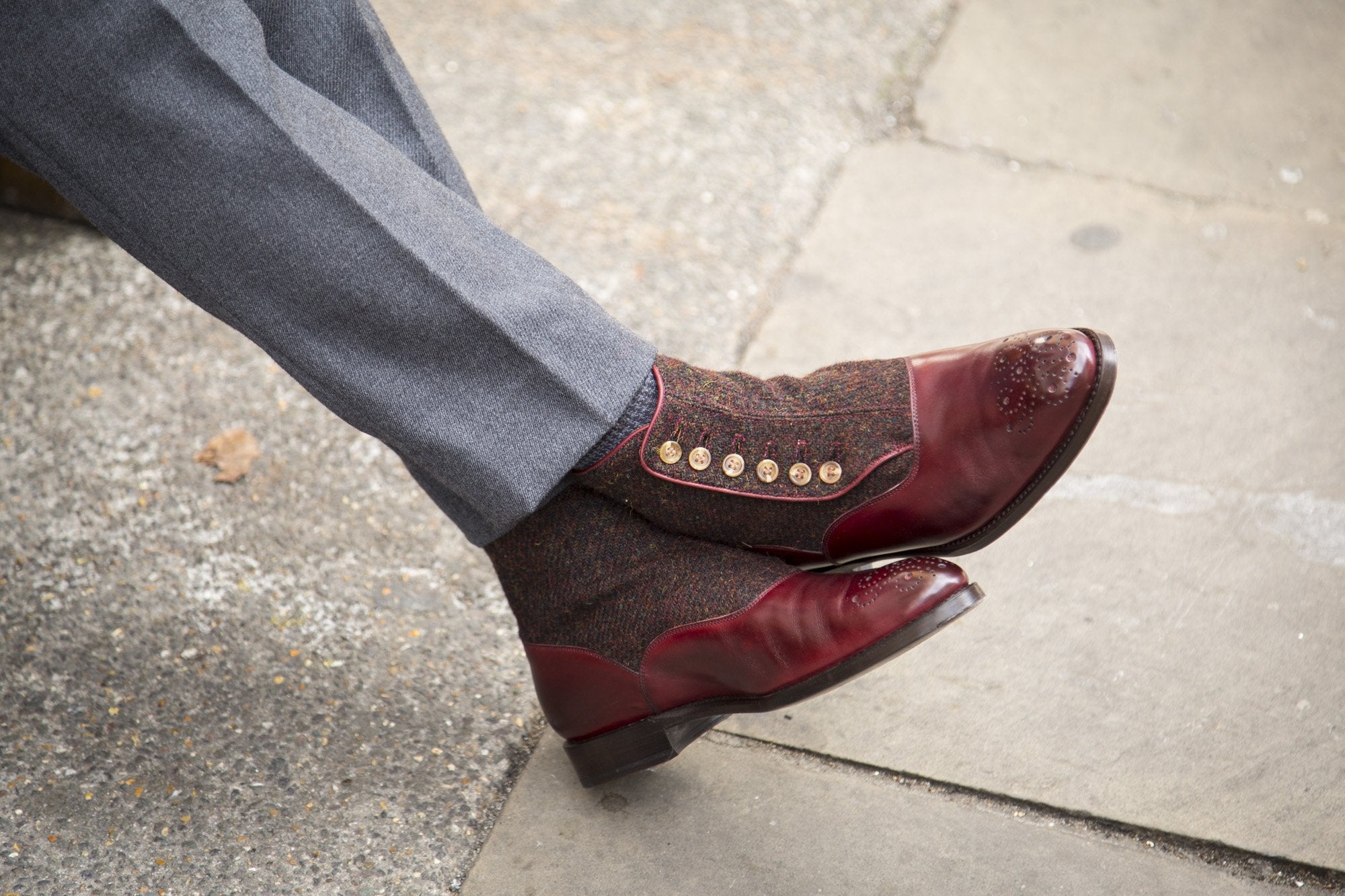 Westlake - MTO - Burgundy Calf / Burgundy Medley Tweed - NGT Last - Single Leather Sole-Made To Order-J.FitzPatrick Footwear