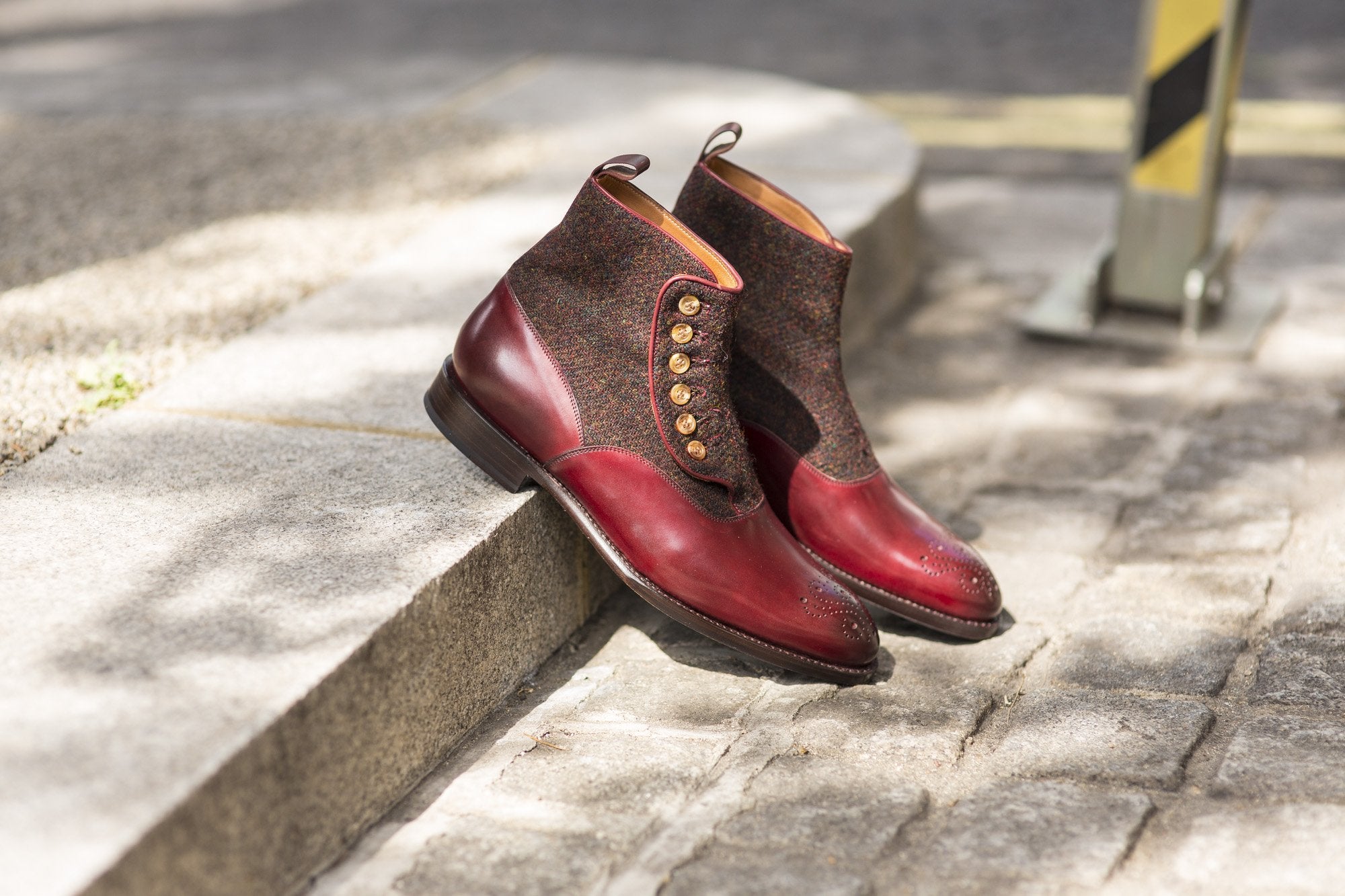 Westlake - MTO - Burgundy Calf / Burgundy Medley Tweed - NGT Last - Single Leather Sole-Made To Order-J.FitzPatrick Footwear