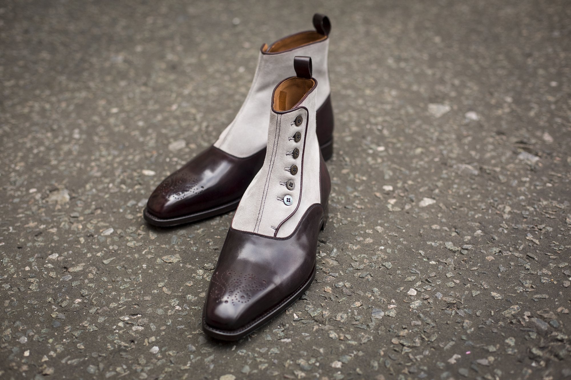 Westlake - MTO - Plum Museum Calf / Pearl Grey Suede - MGF Last - Single Leather Sole-Made To Order-J.FitzPatrick Footwear