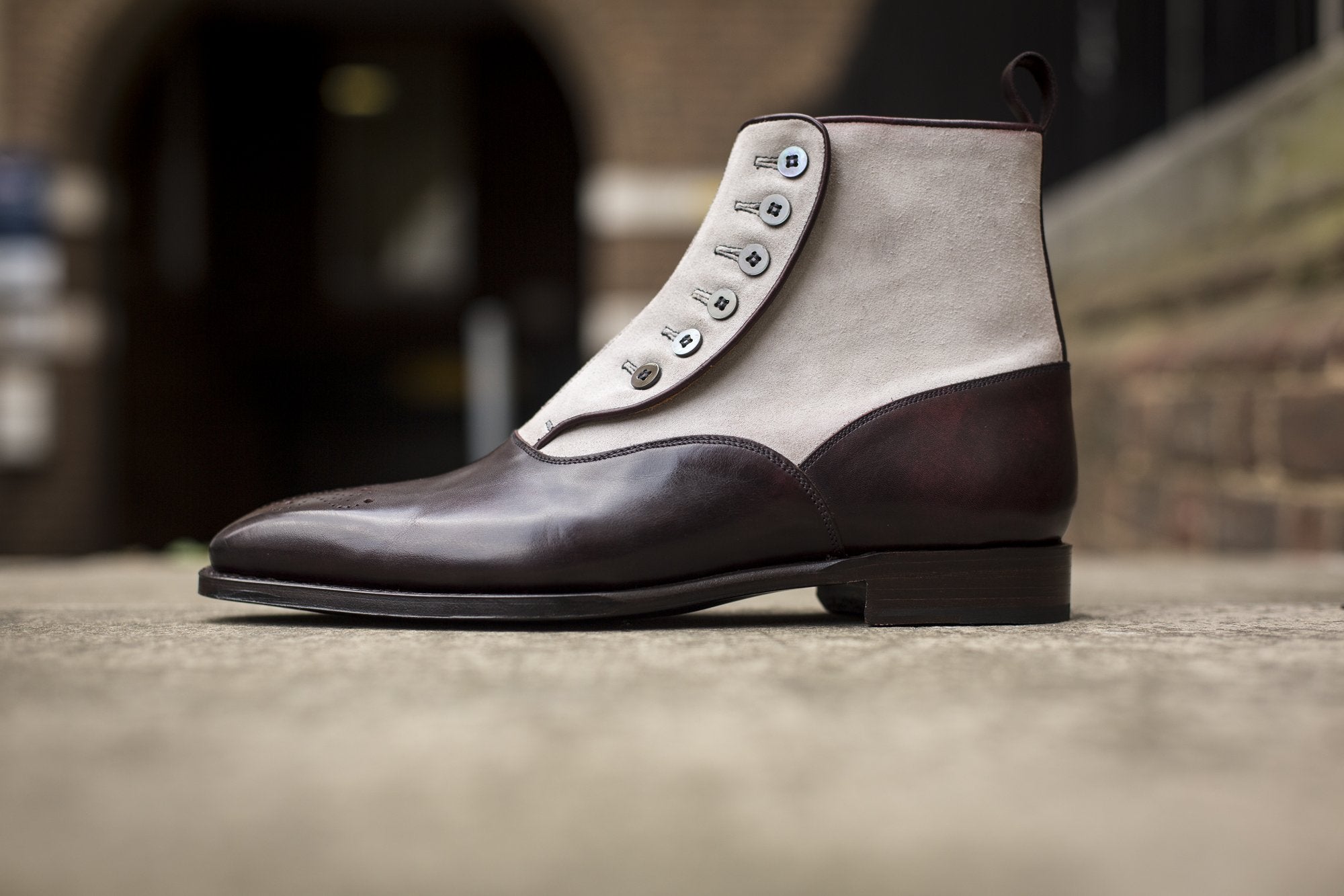 Westlake - MTO - Plum Museum Calf / Pearl Grey Suede - MGF Last - Single Leather Sole-Made To Order-J.FitzPatrick Footwear