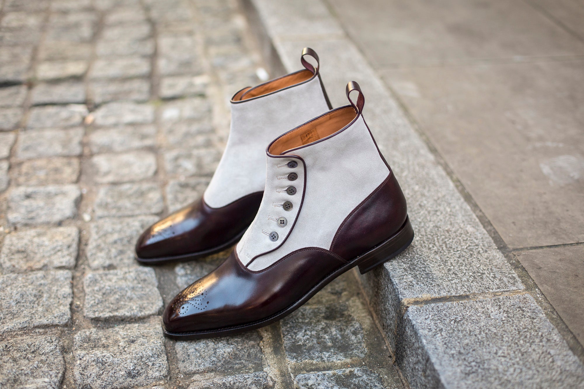 Westlake - MTO - Plum Museum Calf / Pearl Grey Suede - MGF Last - Single Leather Sole-Made To Order-J.FitzPatrick Footwear