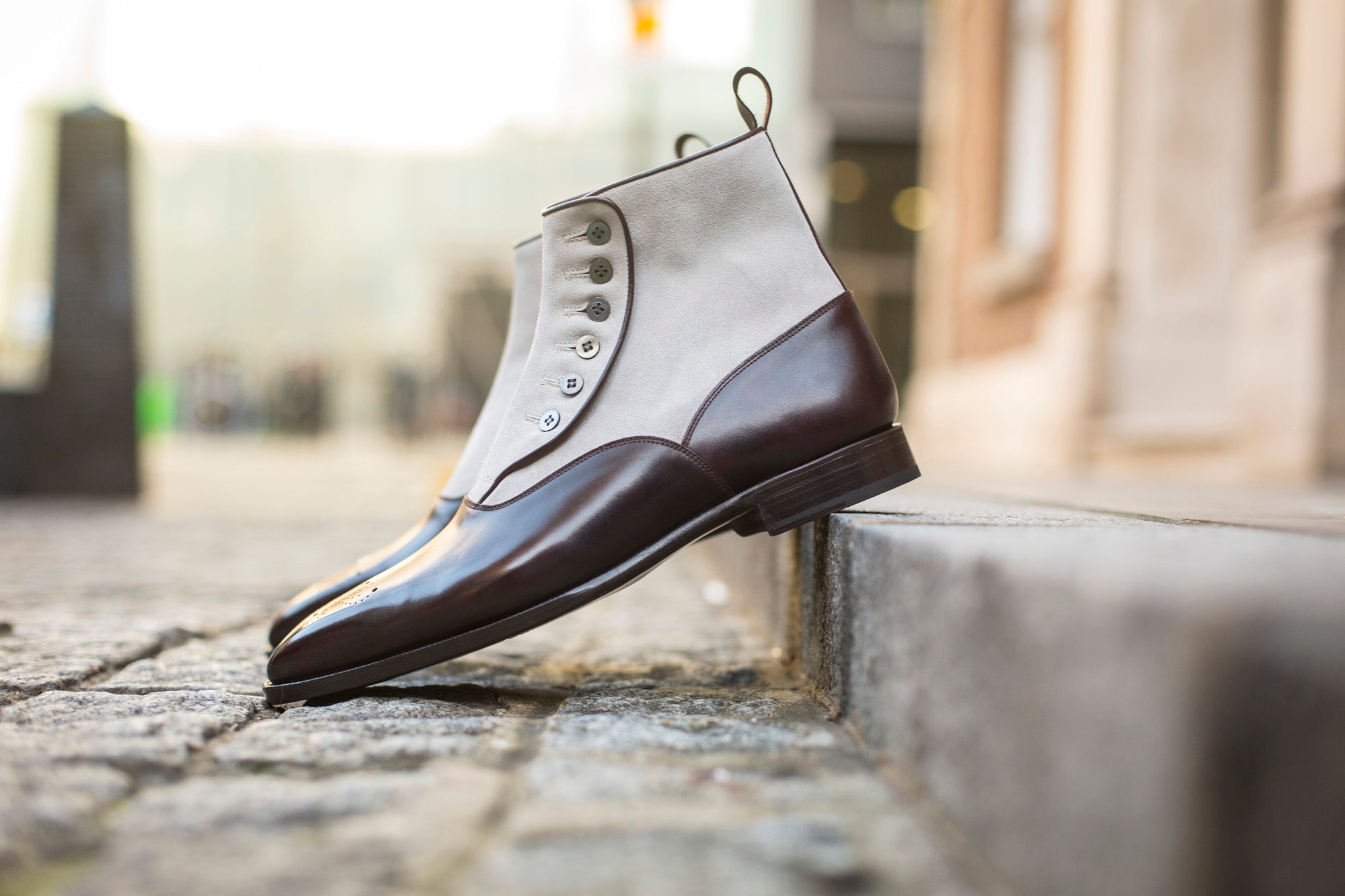 Westlake - MTO - Plum Museum Calf / Pearl Grey Suede - MGF Last - Single Leather Sole-Made To Order-J.FitzPatrick Footwear