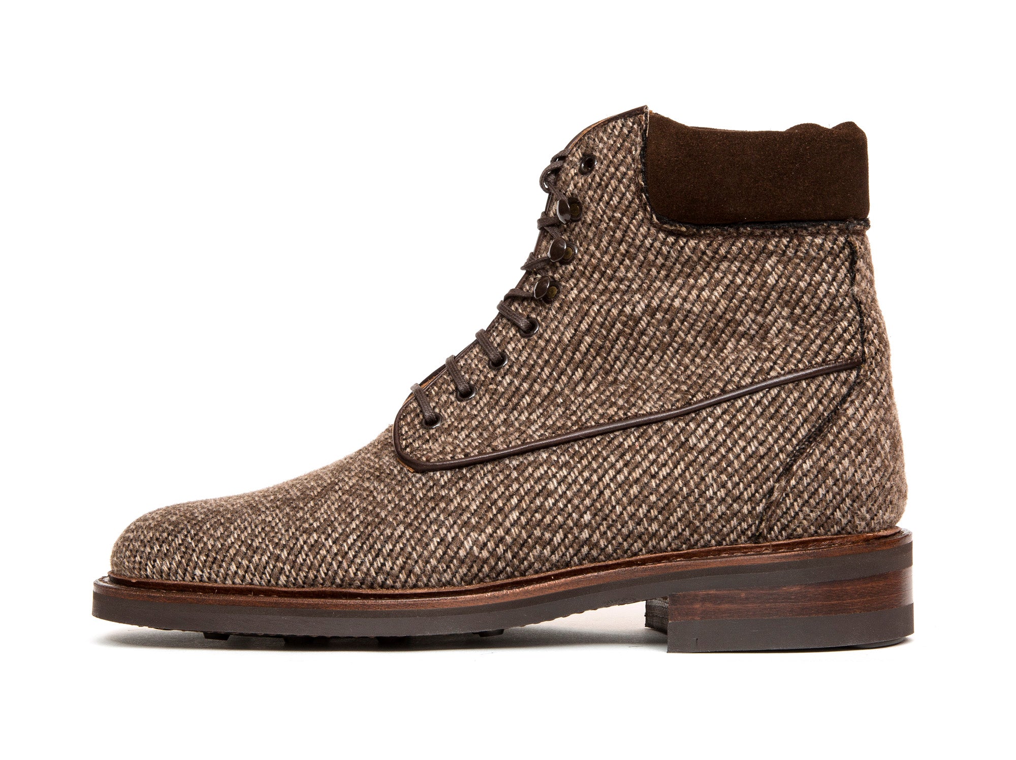 Whidbey - MTO - Brown Poulsbo - TMG Last - Storm Welt / Country Rubber Sole-Made To Order Lace Laceup Boot Padded Collar-J.FitzPatrick Footwear