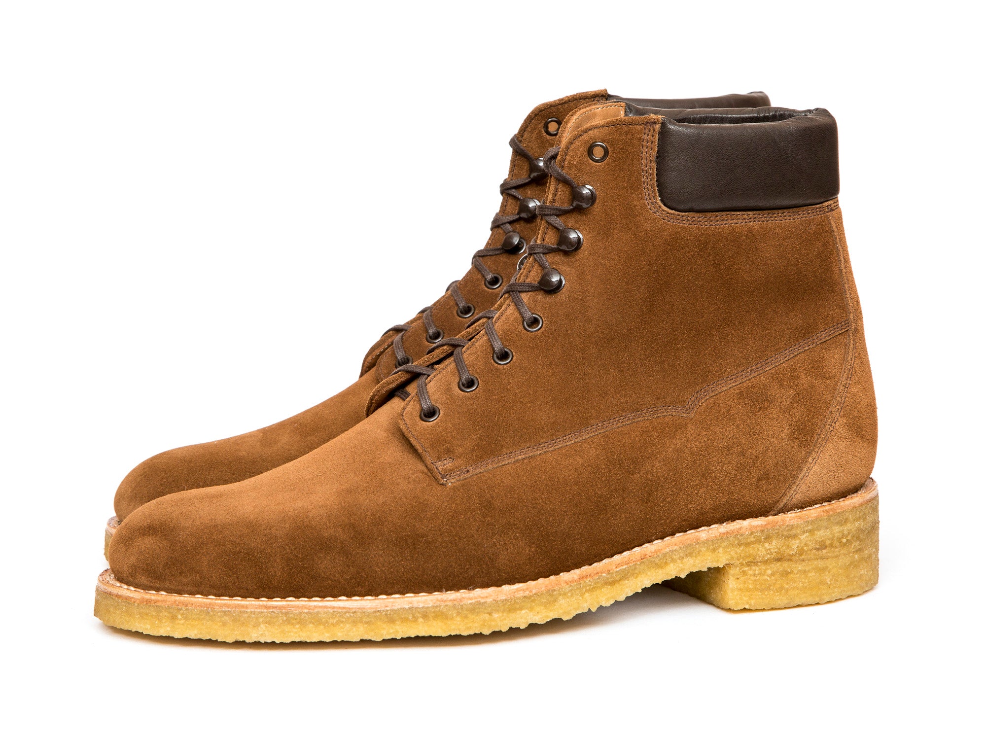 Whidbey - MTO - Snuff Suede - NJF Last - Crepe Rubber Sole-Made To Order Lace Laceup Boot Padded Collar-J.FitzPatrick Footwear