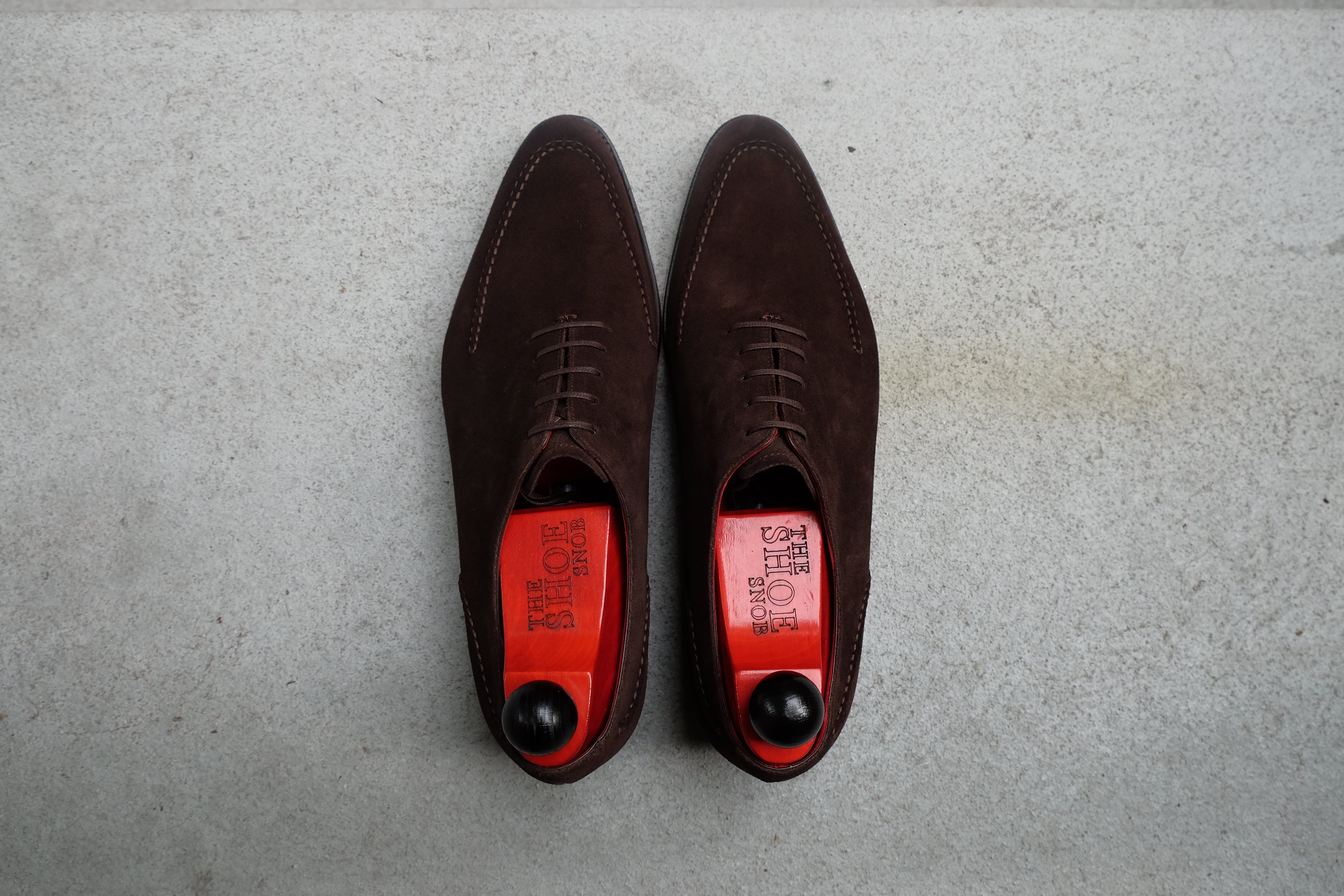 Whittier - MTO - Bitter Chocolate Suede - SEA Last - Single Leather Sole-Made To Order Wholecut Hand Stitched Oxfords-J.FitzPatrick Footwear