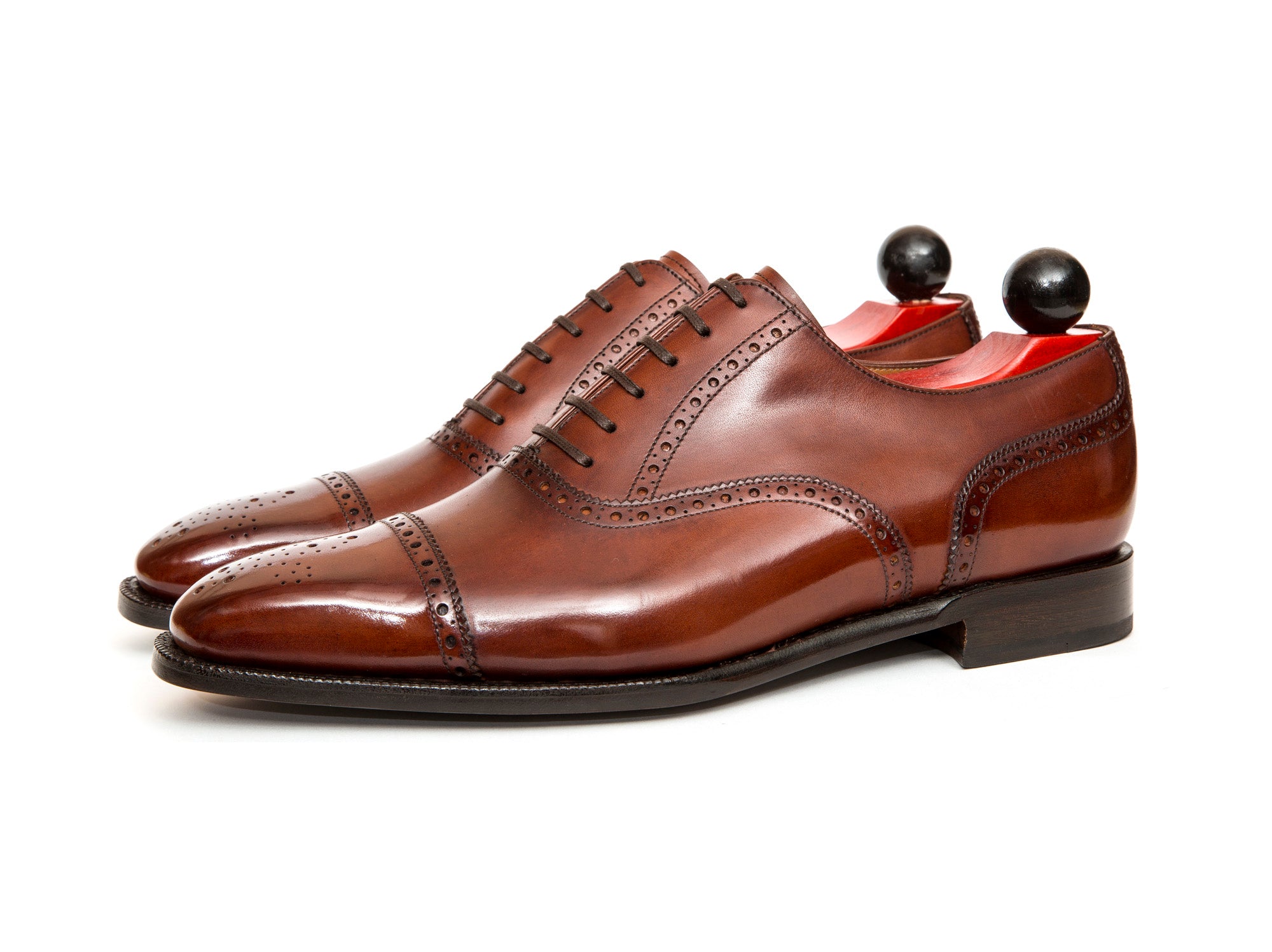 Windermere - MTO - Auburn Calf - MGF Last - Single Leather Sole-Made To Order Captoe Cap Toe Medallion Brogue Oxfords-J.FitzPatrick Footwear