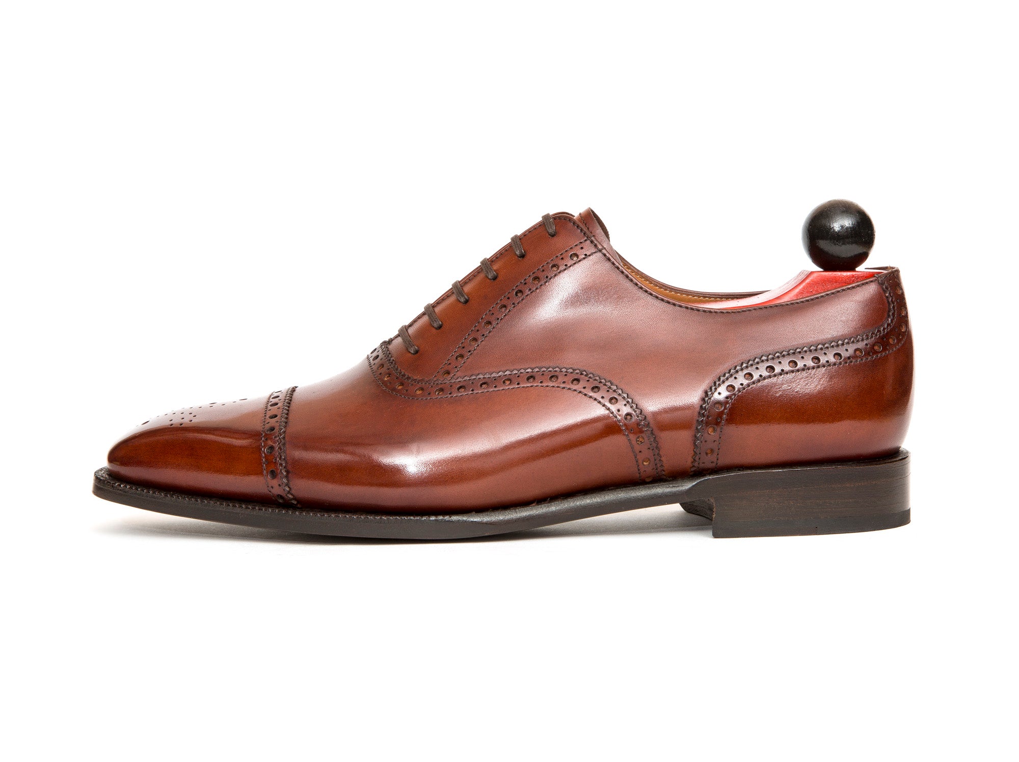 Windermere - MTO - Auburn Calf - MGF Last - Single Leather Sole-Made To Order Captoe Cap Toe Medallion Brogue Oxfords-J.FitzPatrick Footwear