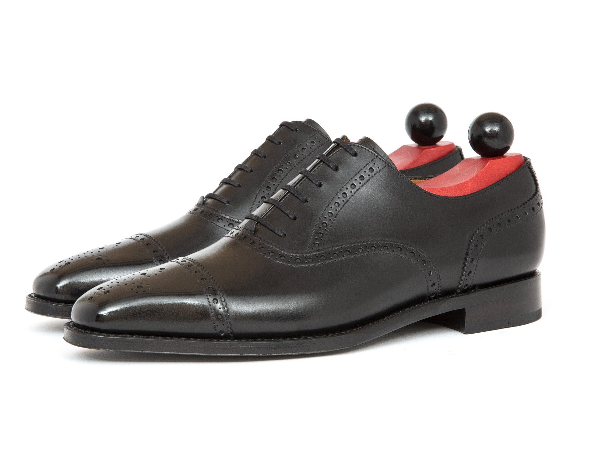 Windermere - MTO - Black Calf - MGF Last - Single Leather Sole-Made To Order Captoe Cap Toe Medallion Brogue Oxfords-J.FitzPatrick Footwear