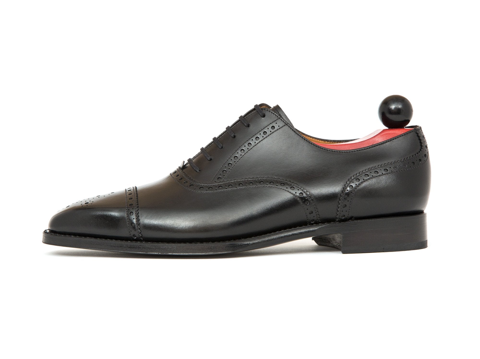 Windermere - MTO - Black Calf - MGF Last - Single Leather Sole-Made To Order Captoe Cap Toe Medallion Brogue Oxfords-J.FitzPatrick Footwear