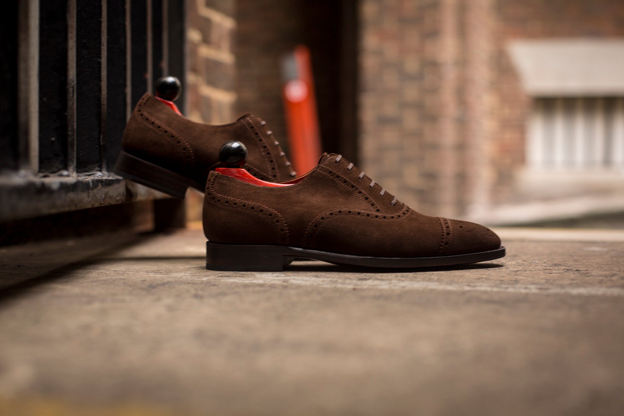 Windermere - MTO - Dark Brown Suede - LPB Last - Single Leather Sole-Made To Order Captoe Cap Toe Medallion Brogue Oxfords-J.FitzPatrick Footwear