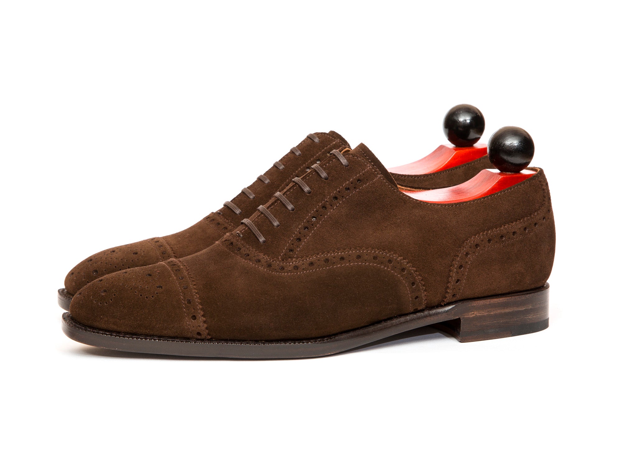 Windermere - MTO - Dark Brown Suede - LPB Last - Single Leather Sole-Made To Order Captoe Cap Toe Medallion Brogue Oxfords-J.FitzPatrick Footwear