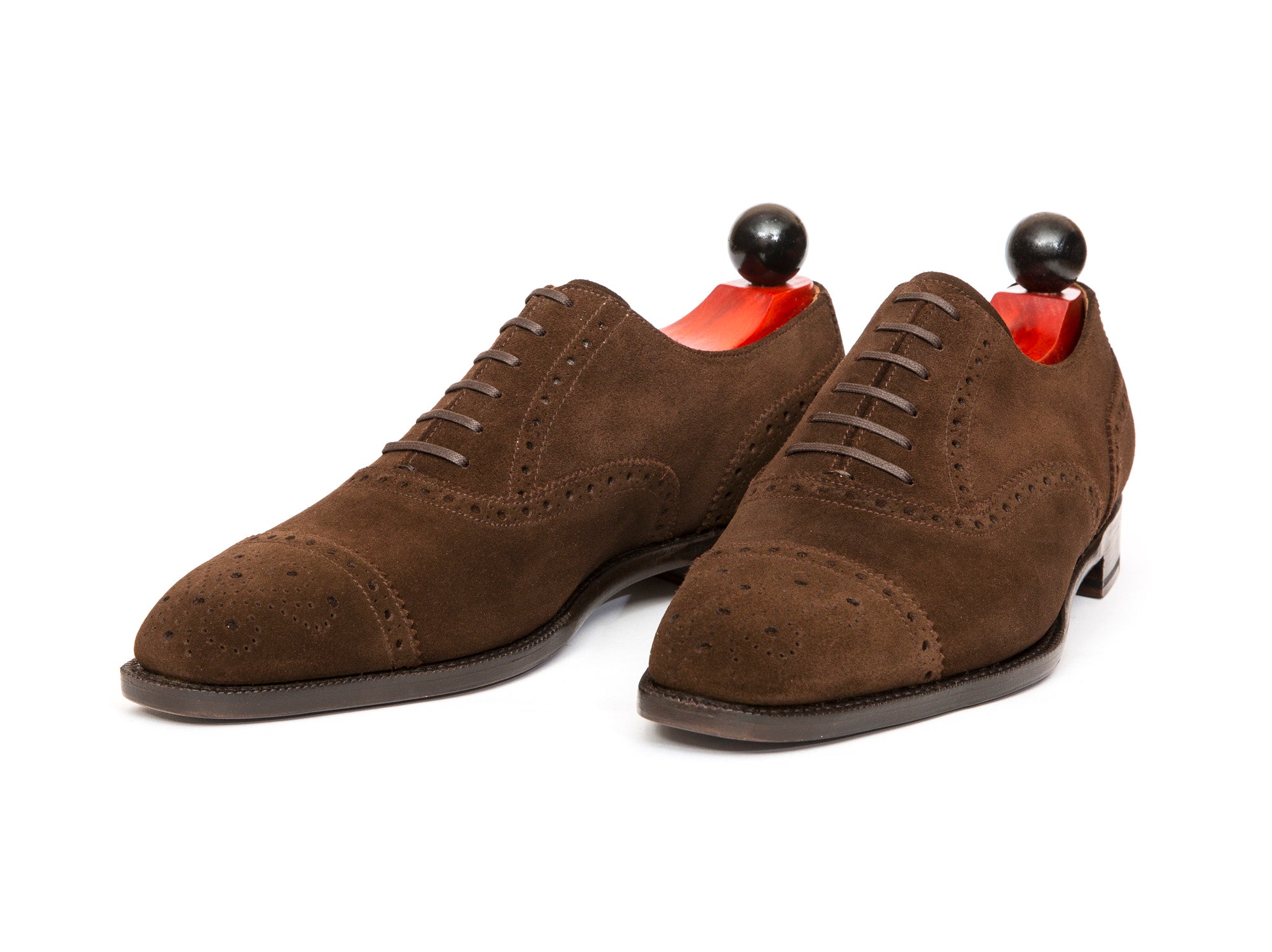 Windermere - MTO - Dark Brown Suede - LPB Last - Single Leather Sole-Made To Order Captoe Cap Toe Medallion Brogue Oxfords-J.FitzPatrick Footwear