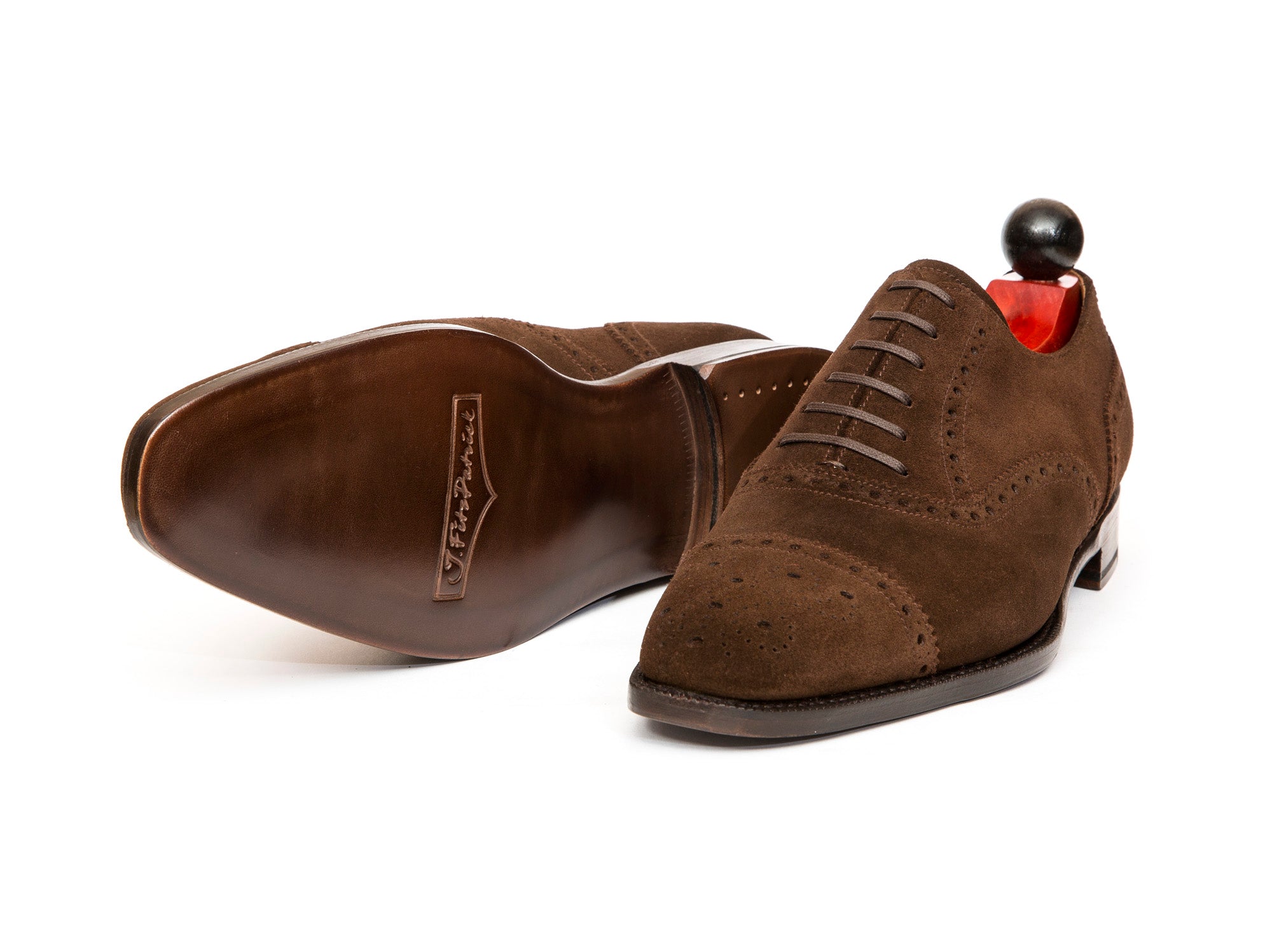 Windermere - MTO - Dark Brown Suede - LPB Last - Single Leather Sole-Made To Order Captoe Cap Toe Medallion Brogue Oxfords-J.FitzPatrick Footwear