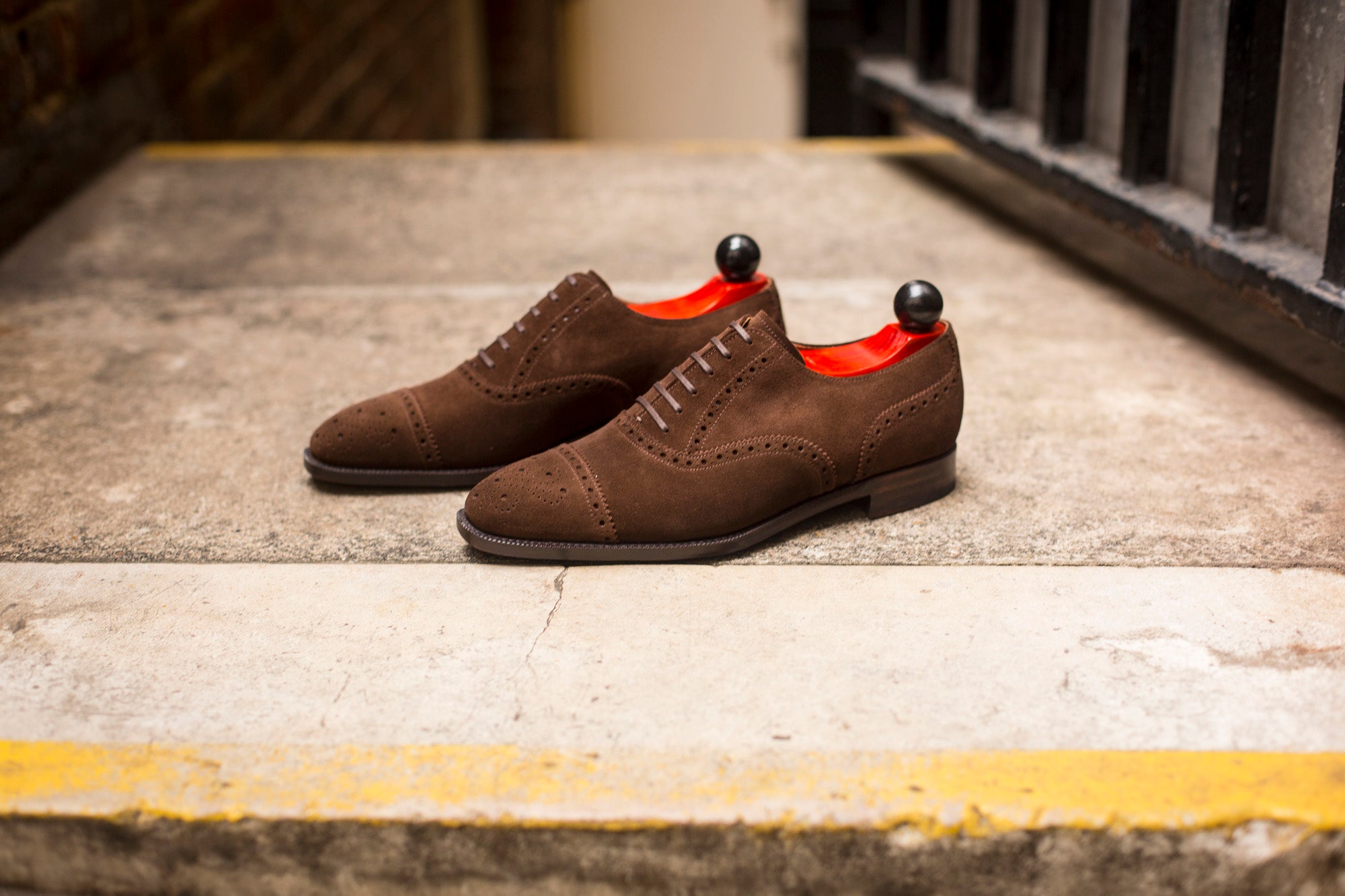 Windermere - MTO - Dark Brown Suede - LPB Last - Single Leather Sole-Made To Order Captoe Cap Toe Medallion Brogue Oxfords-J.FitzPatrick Footwear