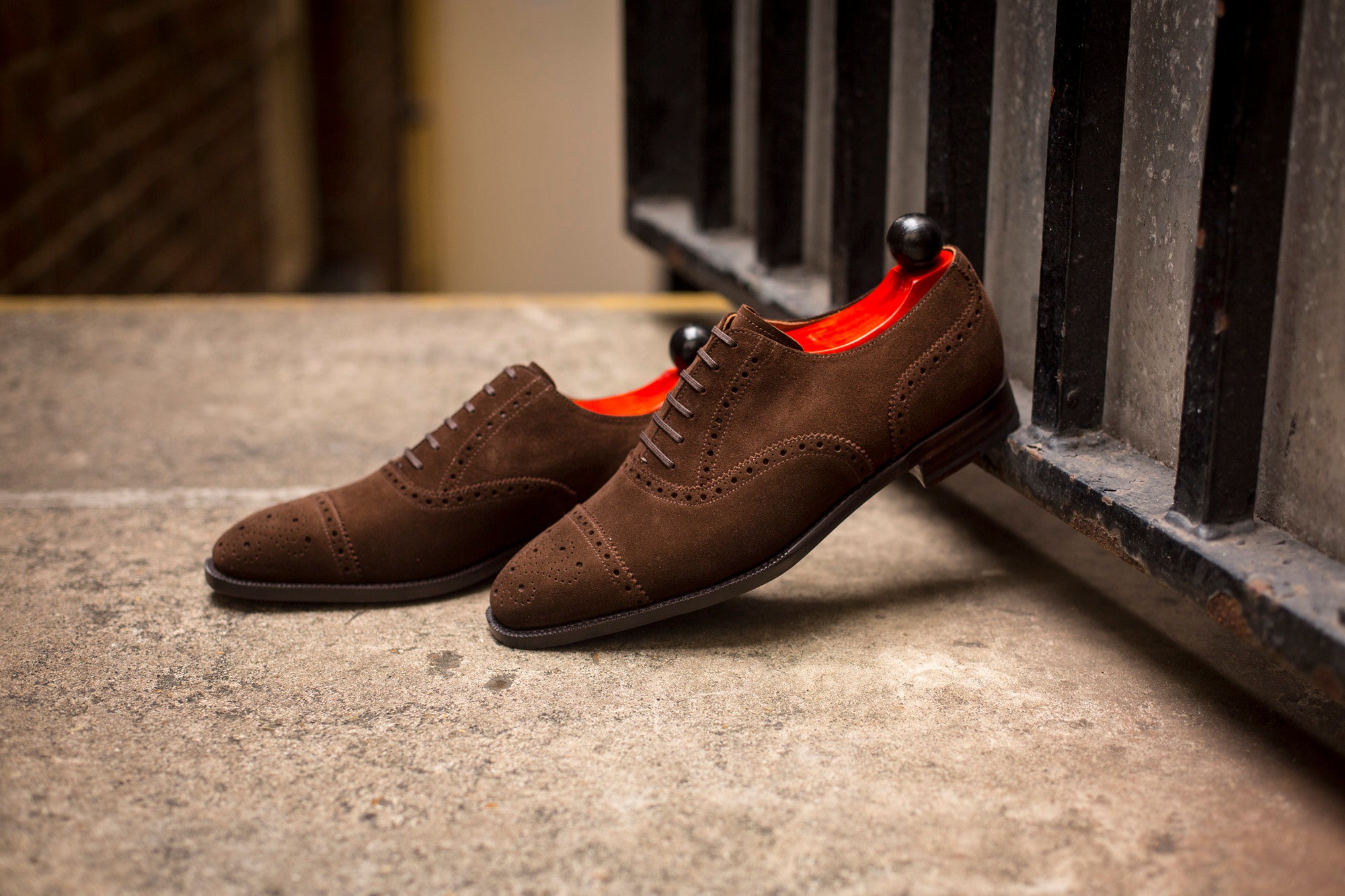 Windermere - MTO - Dark Brown Suede - LPB Last - Single Leather Sole-Made To Order Captoe Cap Toe Medallion Brogue Oxfords-J.FitzPatrick Footwear