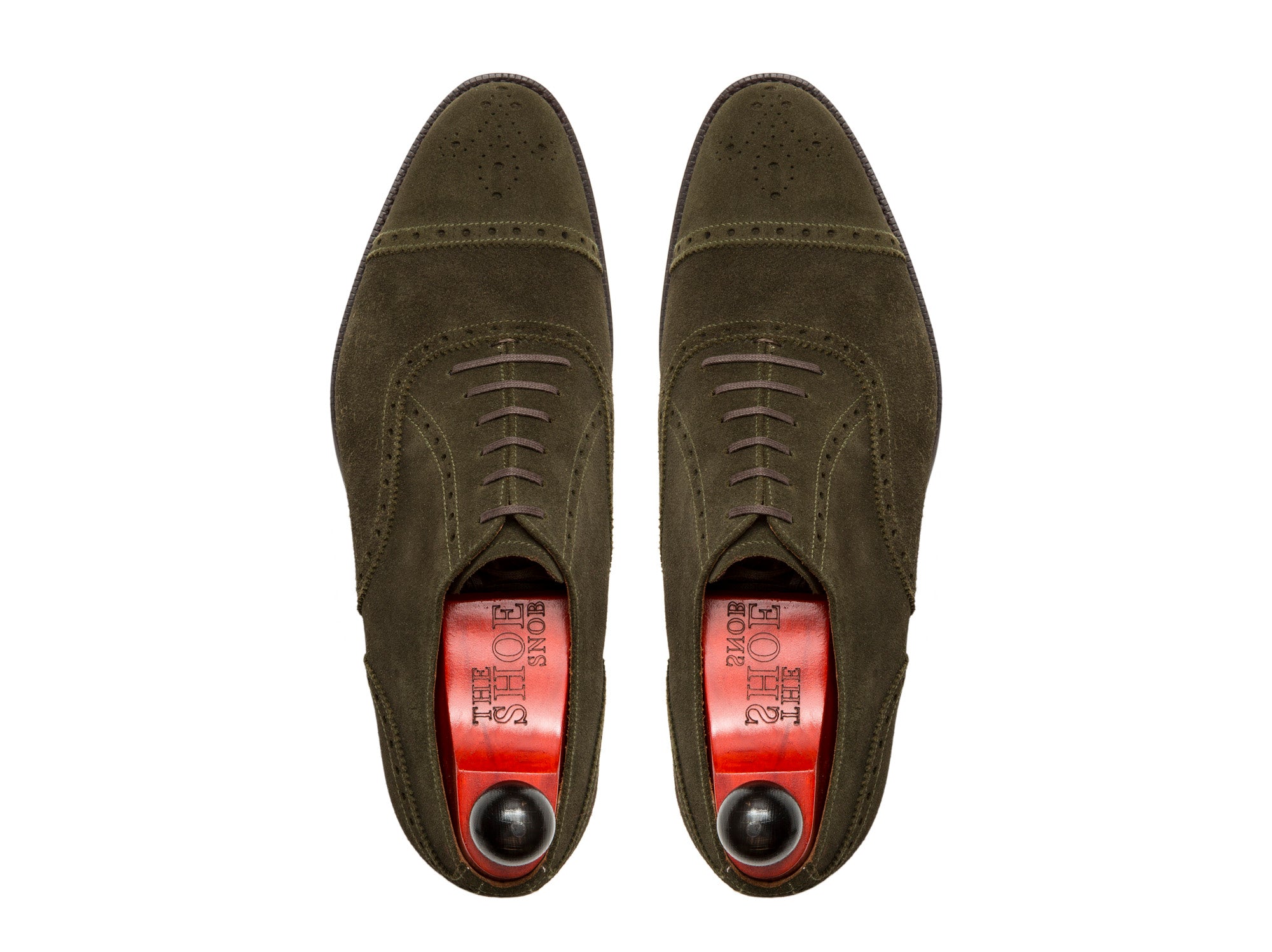Windermere - MTO - Dark Olive Suede - TMG Last - Single Leather Sole-Made To Order Captoe Cap Toe Medallion Brogue Oxfords-J.FitzPatrick Footwear