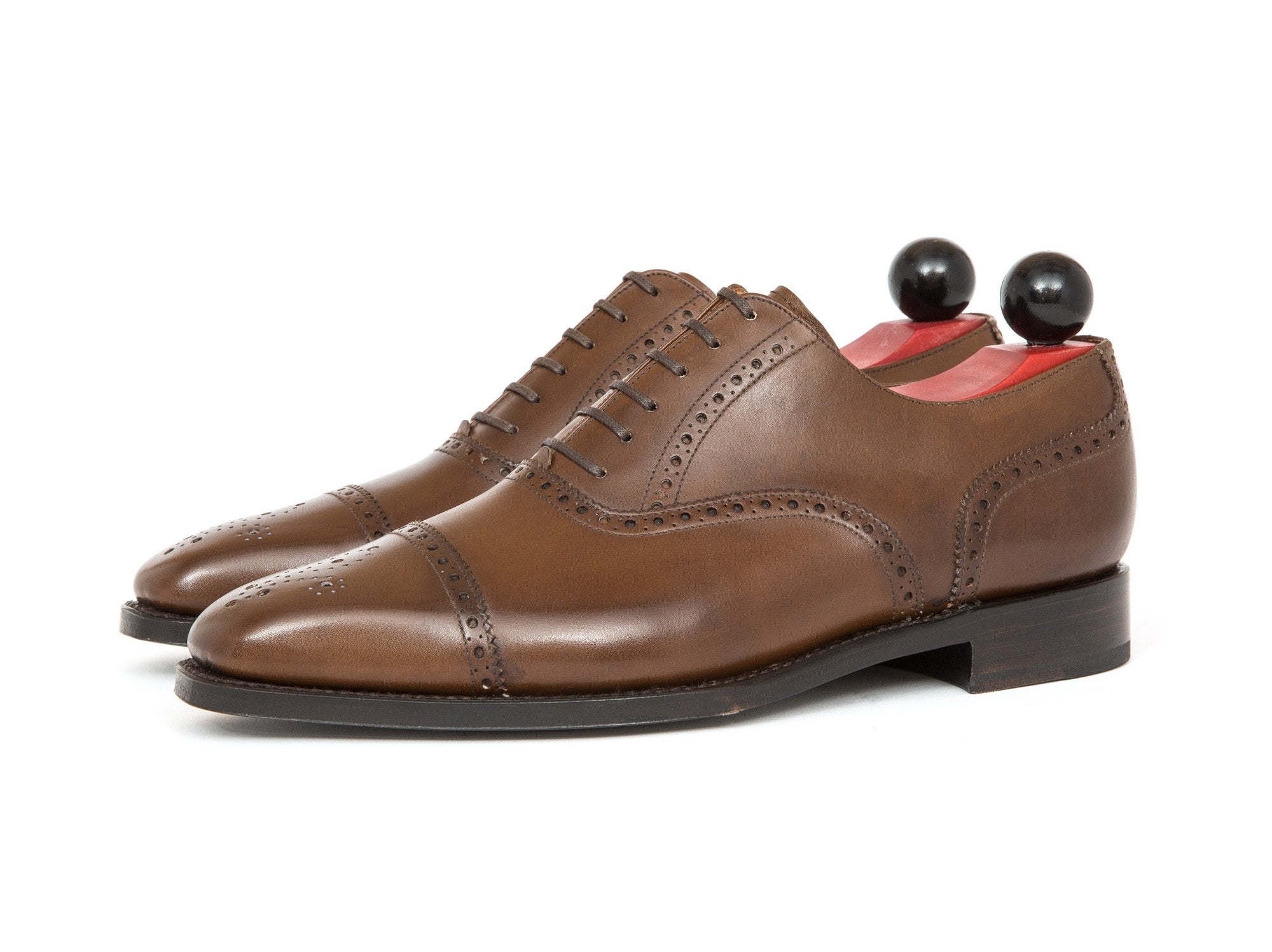 Windermere - MTO - Mocha Calf - MGF Last - Single Leather Sole-Made To Order Captoe Cap Toe Medallion Brogue Oxfords-J.FitzPatrick Footwear