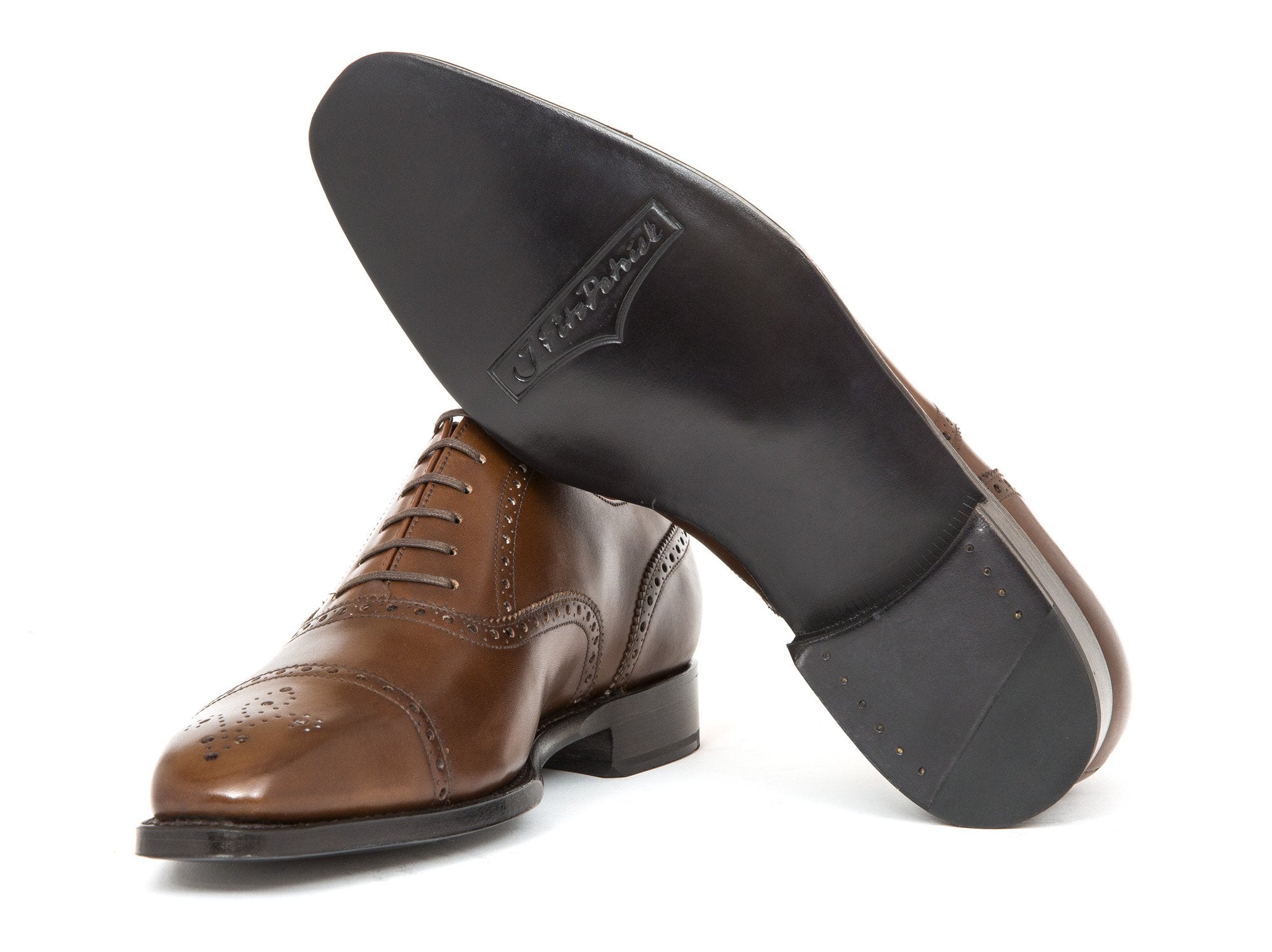 Windermere - MTO - Mocha Calf - MGF Last - Single Leather Sole-Made To Order Captoe Cap Toe Medallion Brogue Oxfords-J.FitzPatrick Footwear