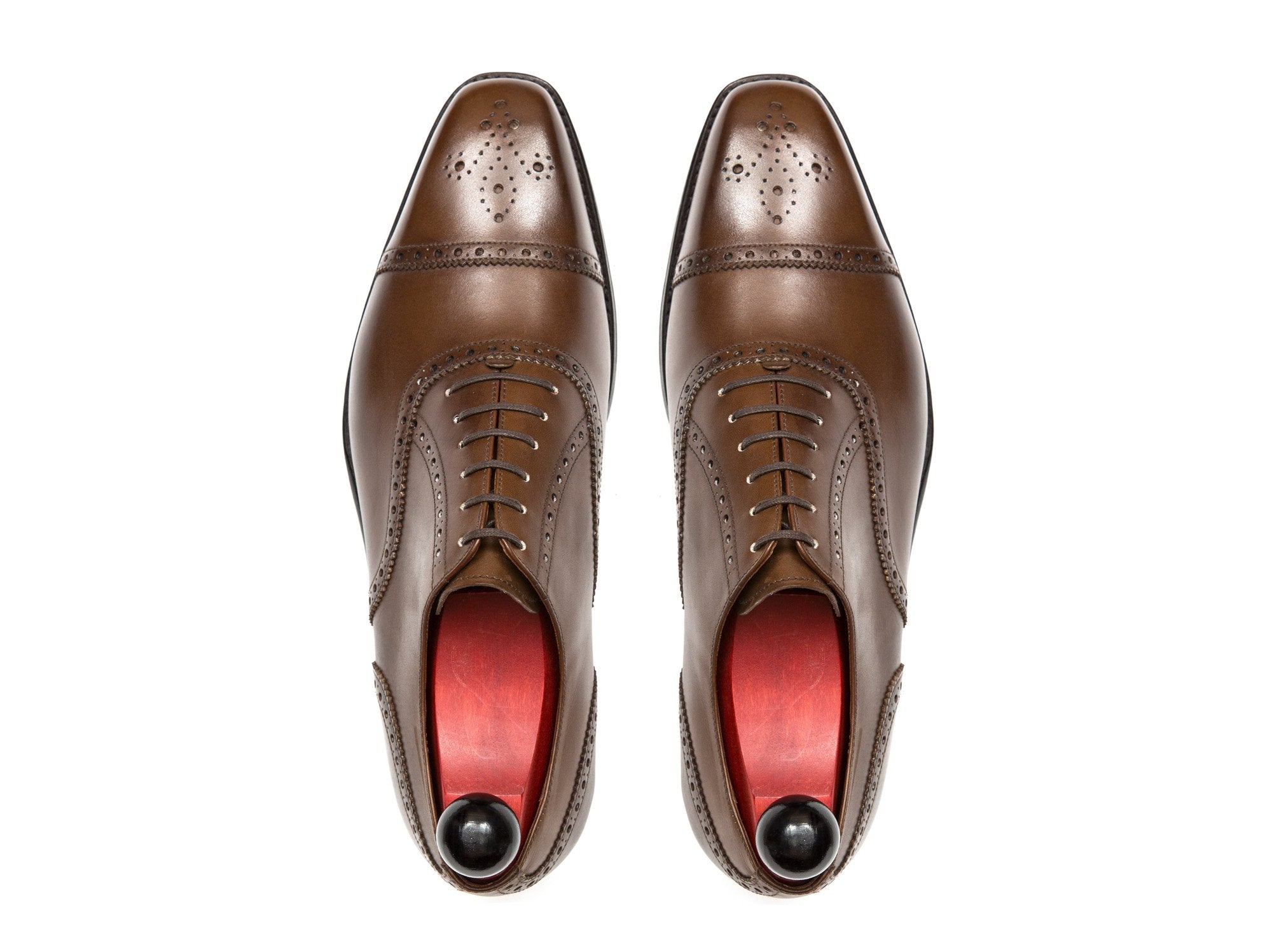 Windermere - MTO - Mocha Calf - MGF Last - Single Leather Sole-Made To Order Captoe Cap Toe Medallion Brogue Oxfords-J.FitzPatrick Footwear