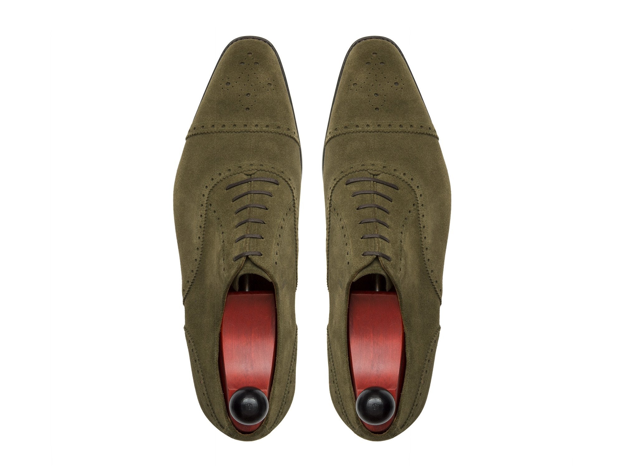 Windermere - MTO - Olive Suede - MGF Last - Single Leather Sole-Made To Order Captoe Cap Toe Medallion Brogue Oxfords-J.FitzPatrick Footwear