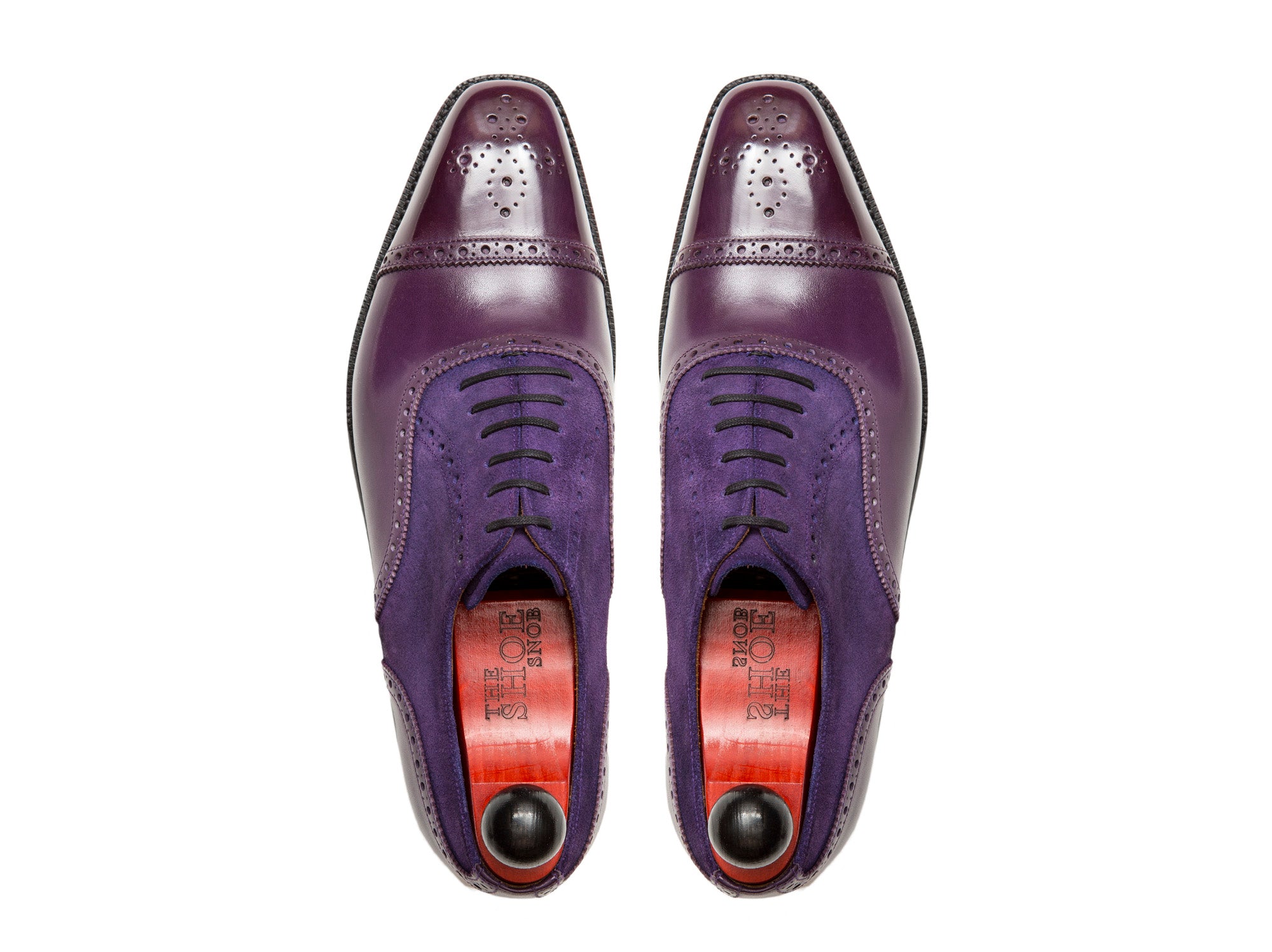 Windermere - MTO - Purple Calf / Purple Suede - LPB Last - Single Leather Sole-Made To Order Captoe Cap Toe Medallion Brogue Oxfords-J.FitzPatrick Footwear