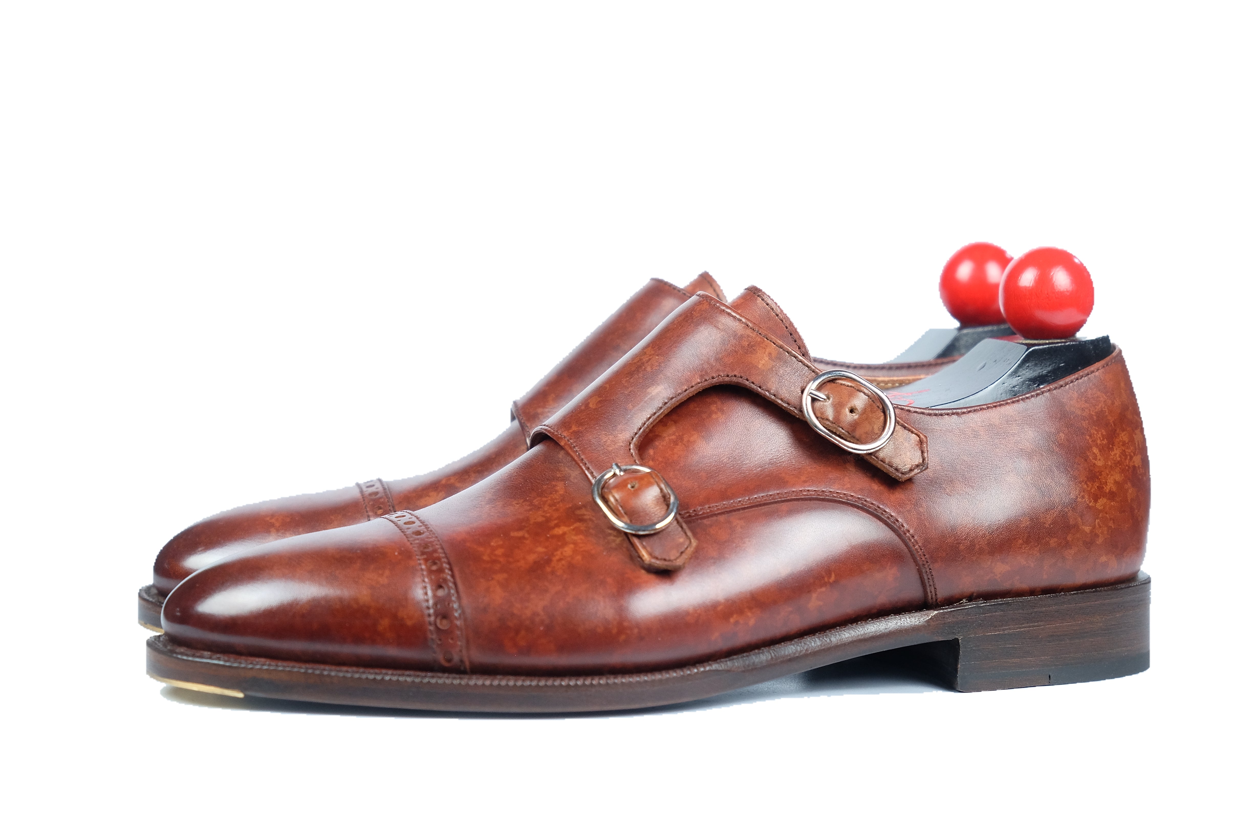 Woodland - MTO - Gold Marble Patina-Made To Order Double Monkstrap Cap Toe Brogue-J.FitzPatrick Footwear