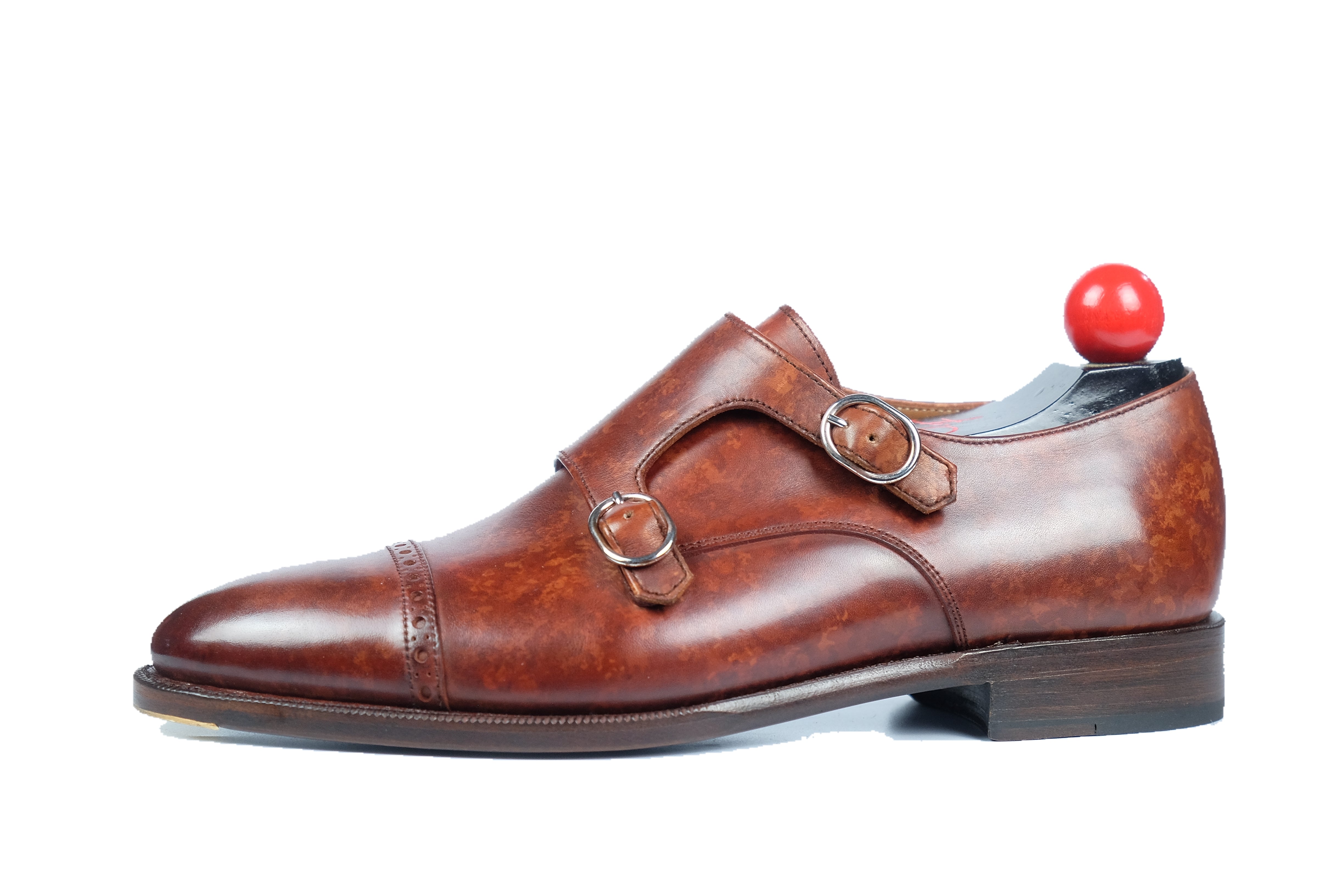 Woodland - MTO - Gold Marble Patina-Made To Order Double Monkstrap Cap Toe Brogue-J.FitzPatrick Footwear